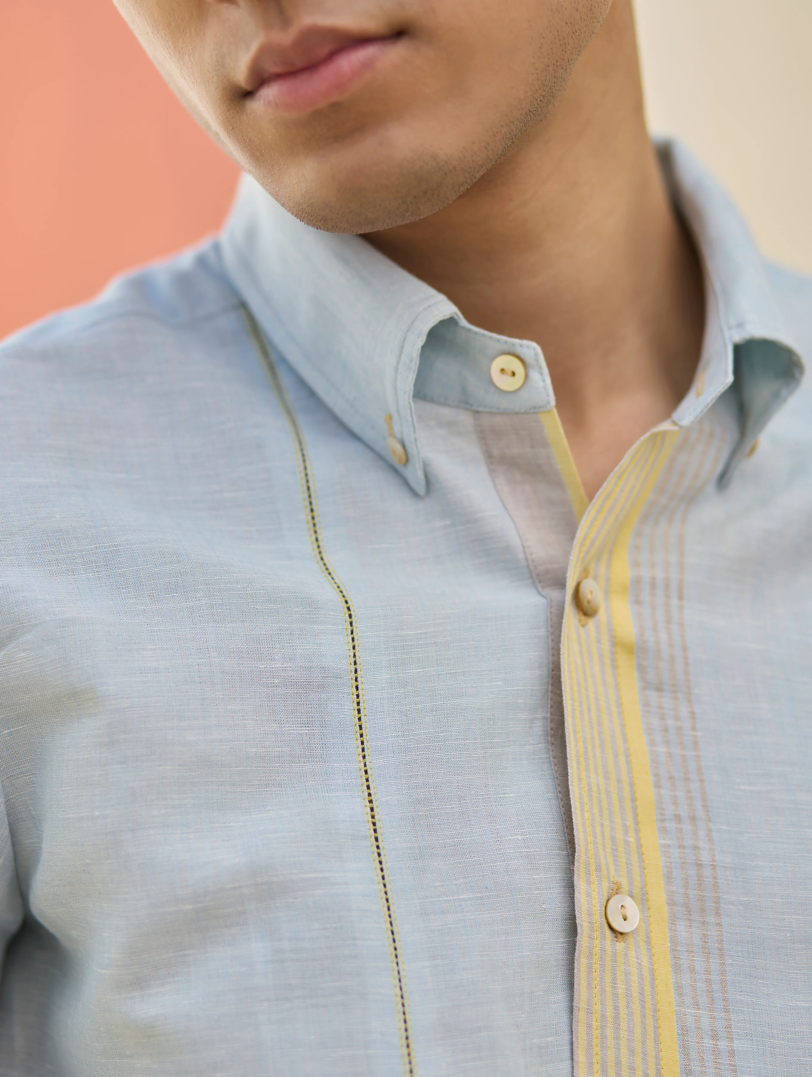 Rin Border Linen Shirt - Sky - Image 6