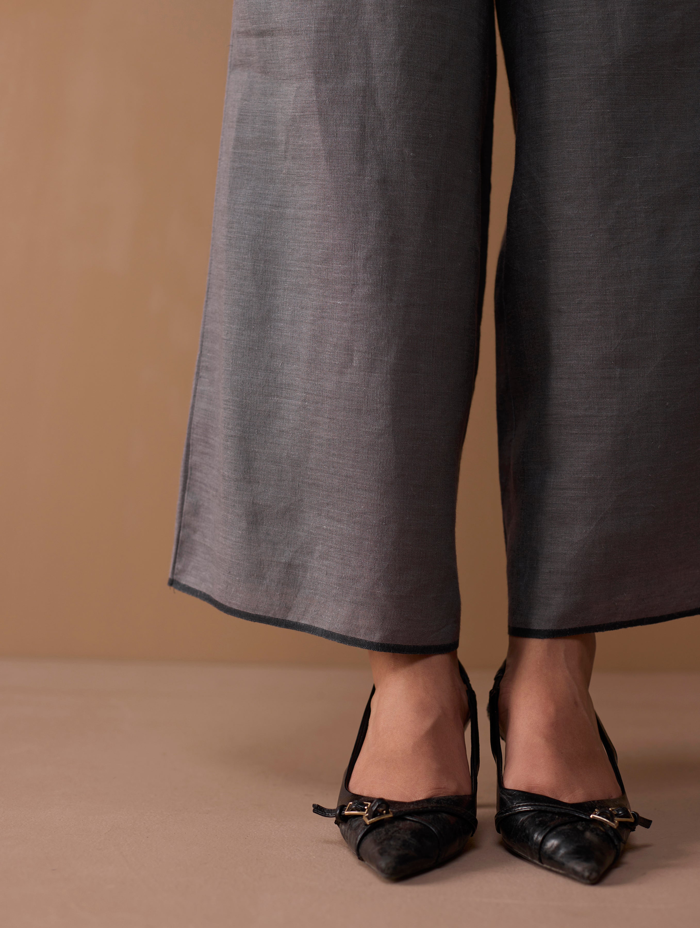 Rina Palazzo Selvedge Pant - Grey - Image 2