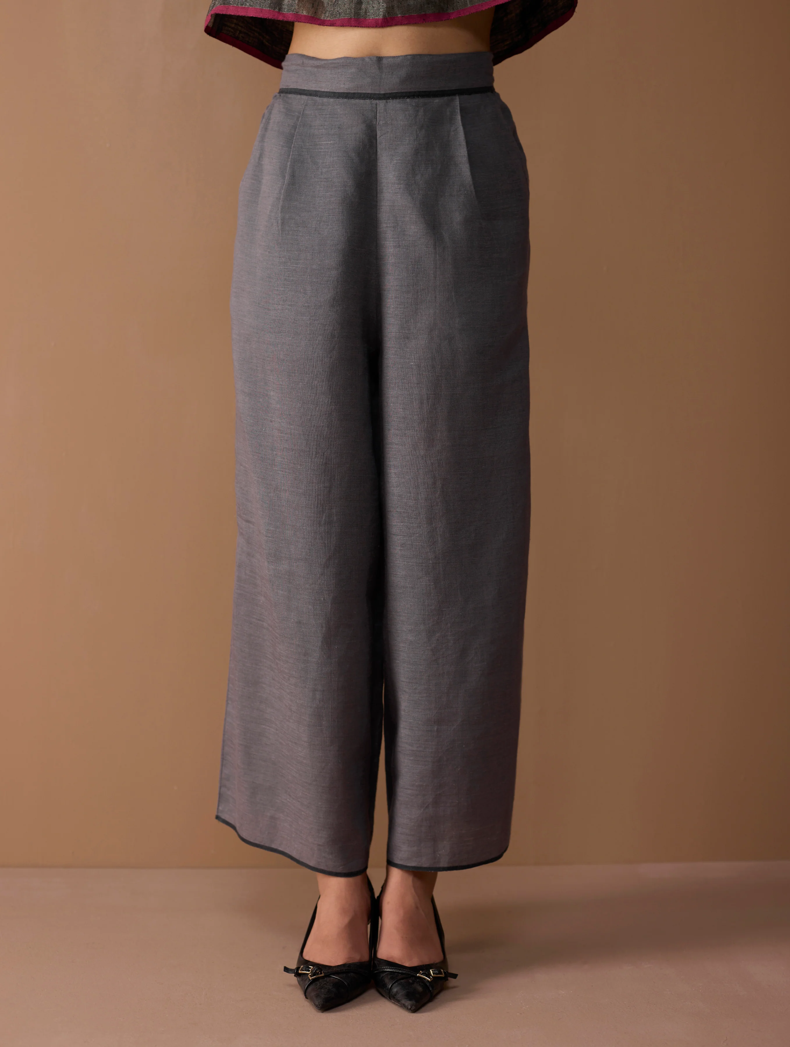 Rina Palazzo Selvedge Pant - Grey - Image 5