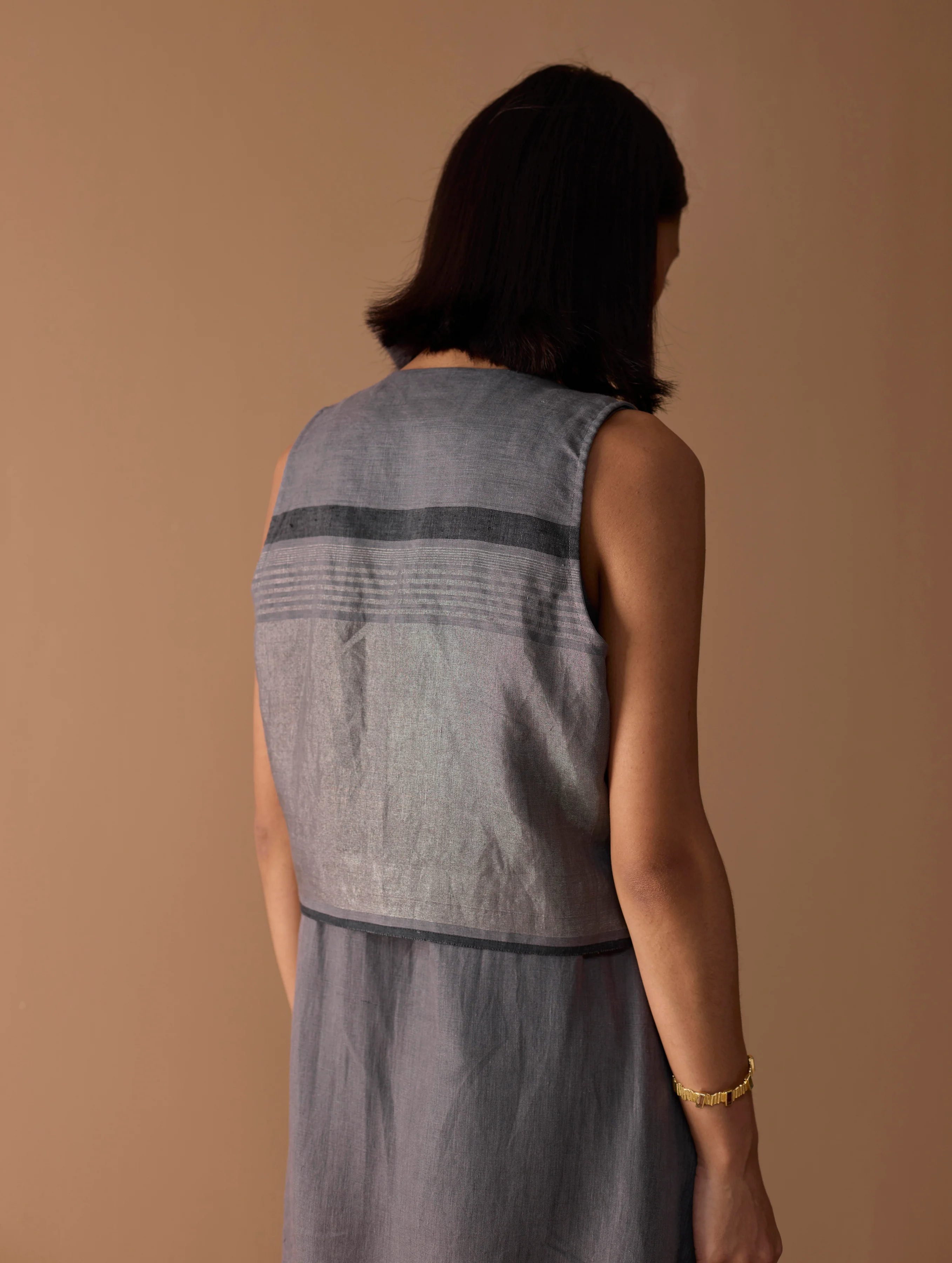 Riza Hand-Embroidered Vest - Metallic Grey - Image 9