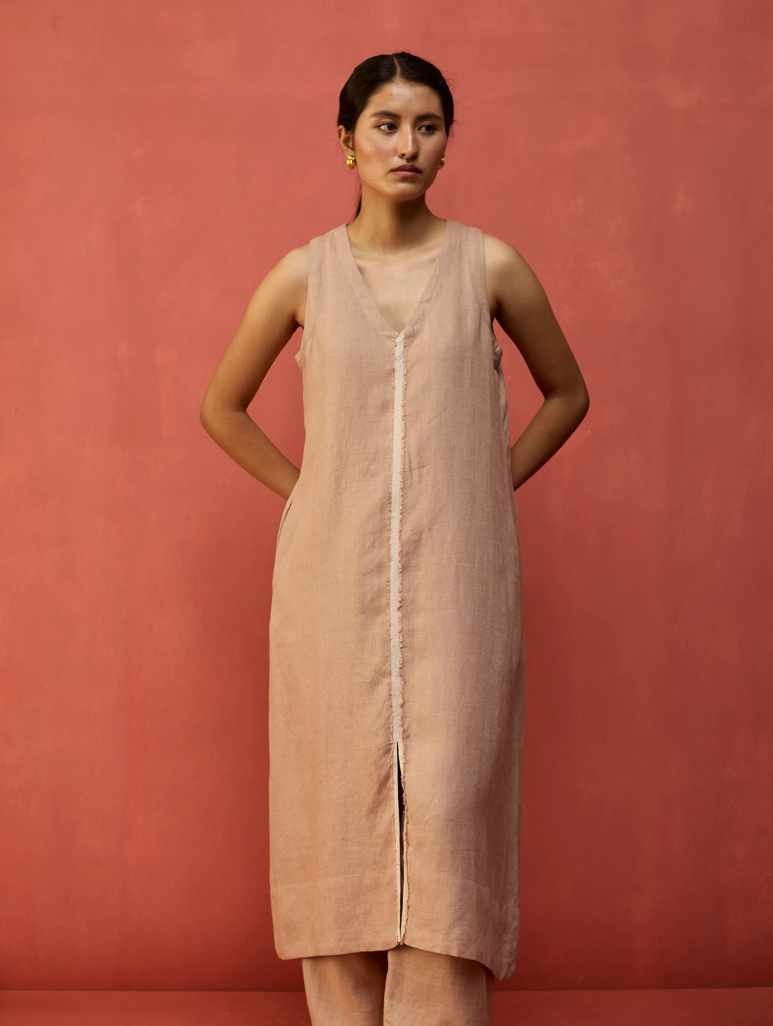 Rohe Sleeveless Linen Tunic - Dusty Rose - Image 2