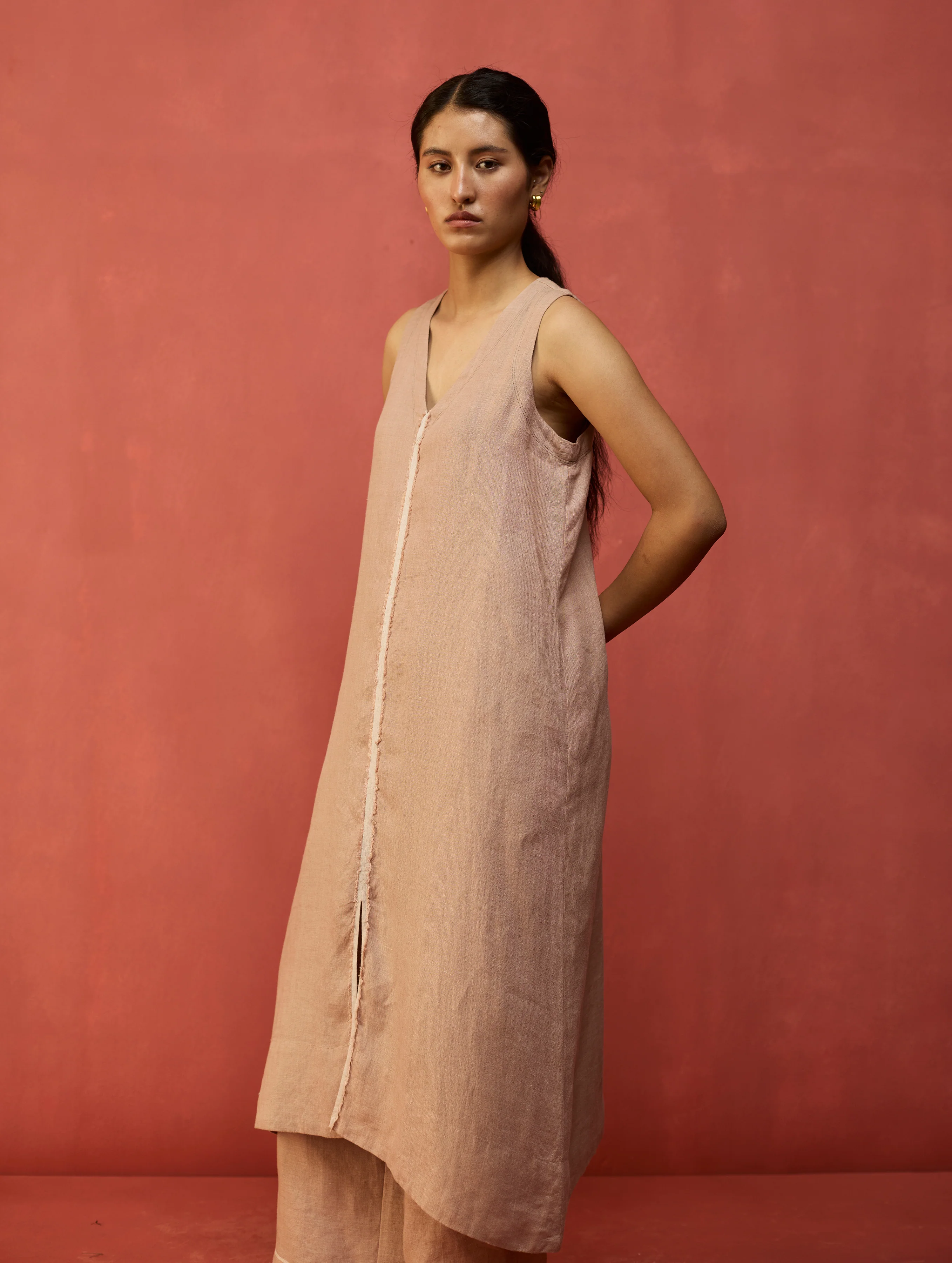 Rohe Sleeveless Linen Tunic - Dusty Rose - Image 9