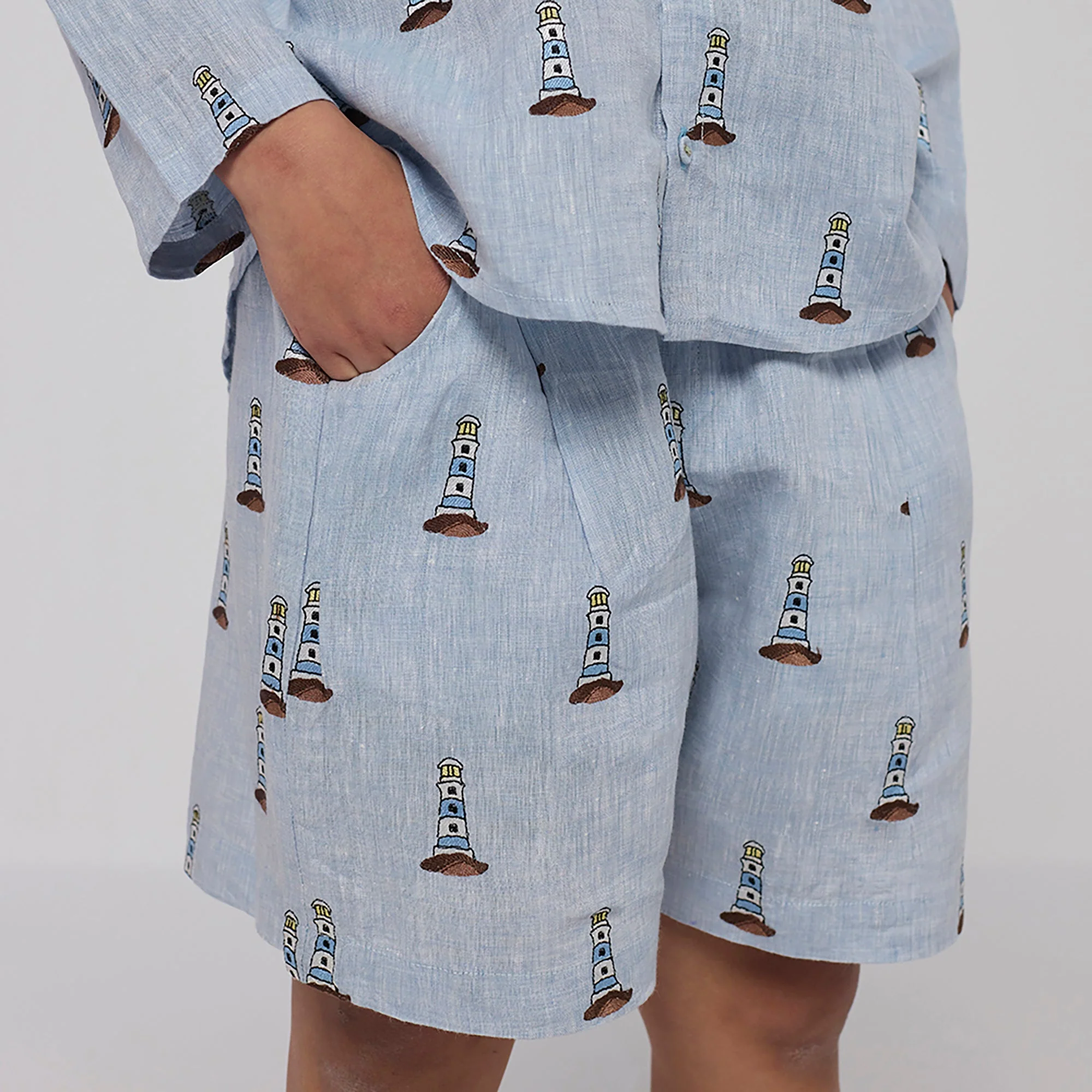 Rolf Linen Shorts - Sky (Lighthouse) - Image 2