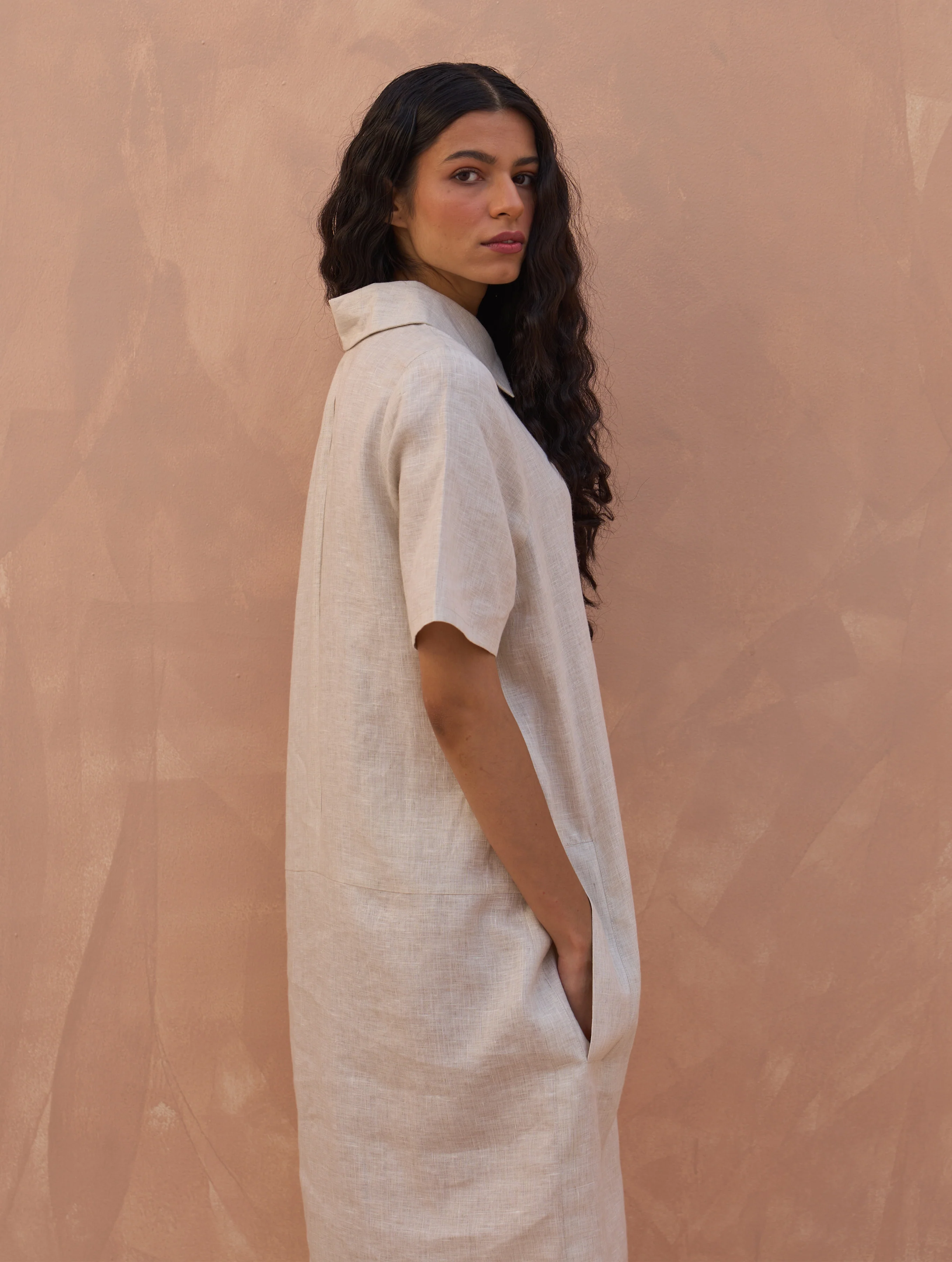 Runa Linen Shift Dress - Off White - Image 3