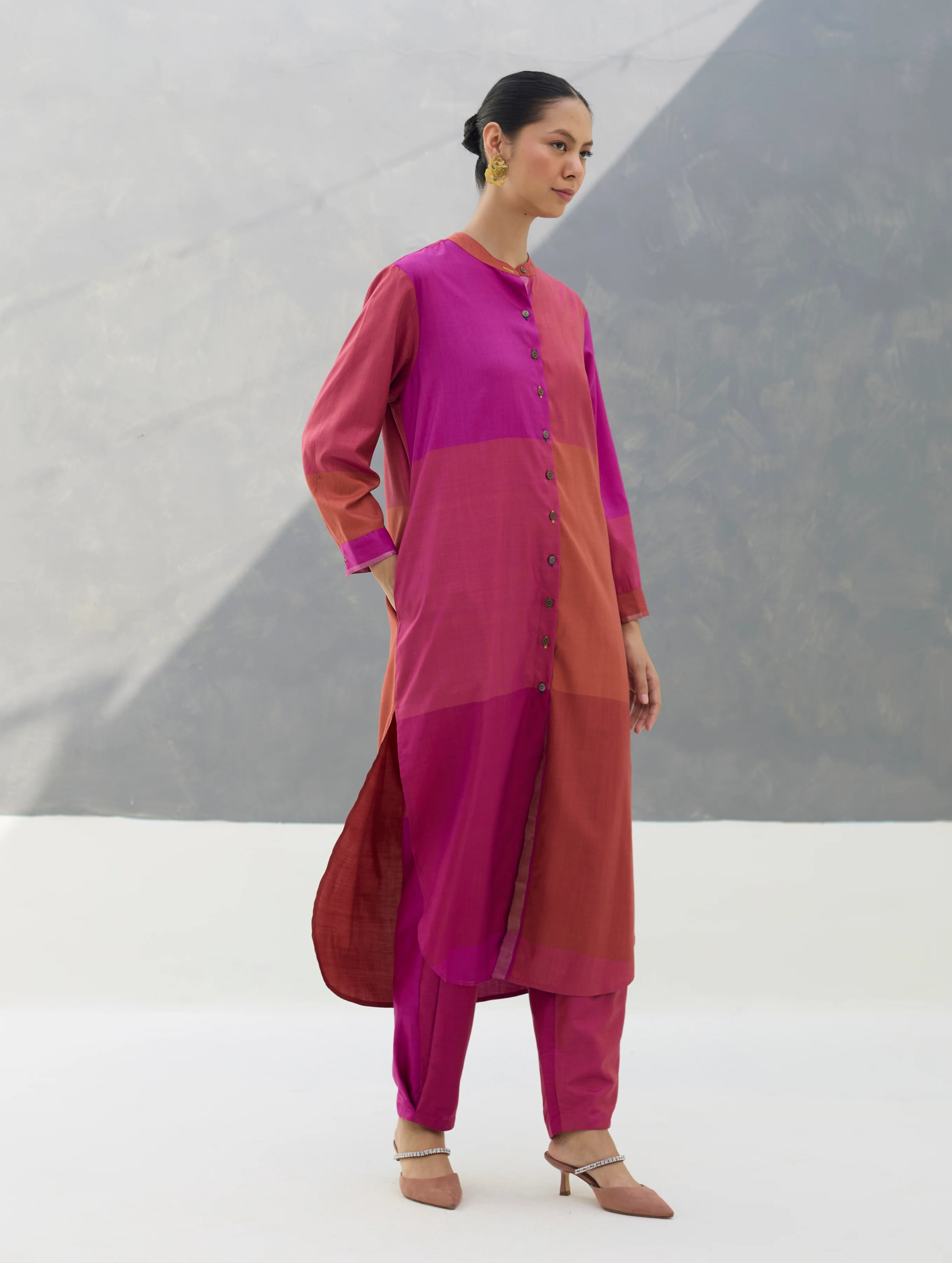 Sama Eri Silk Shirt Kurta Set -  Rose - Image 4