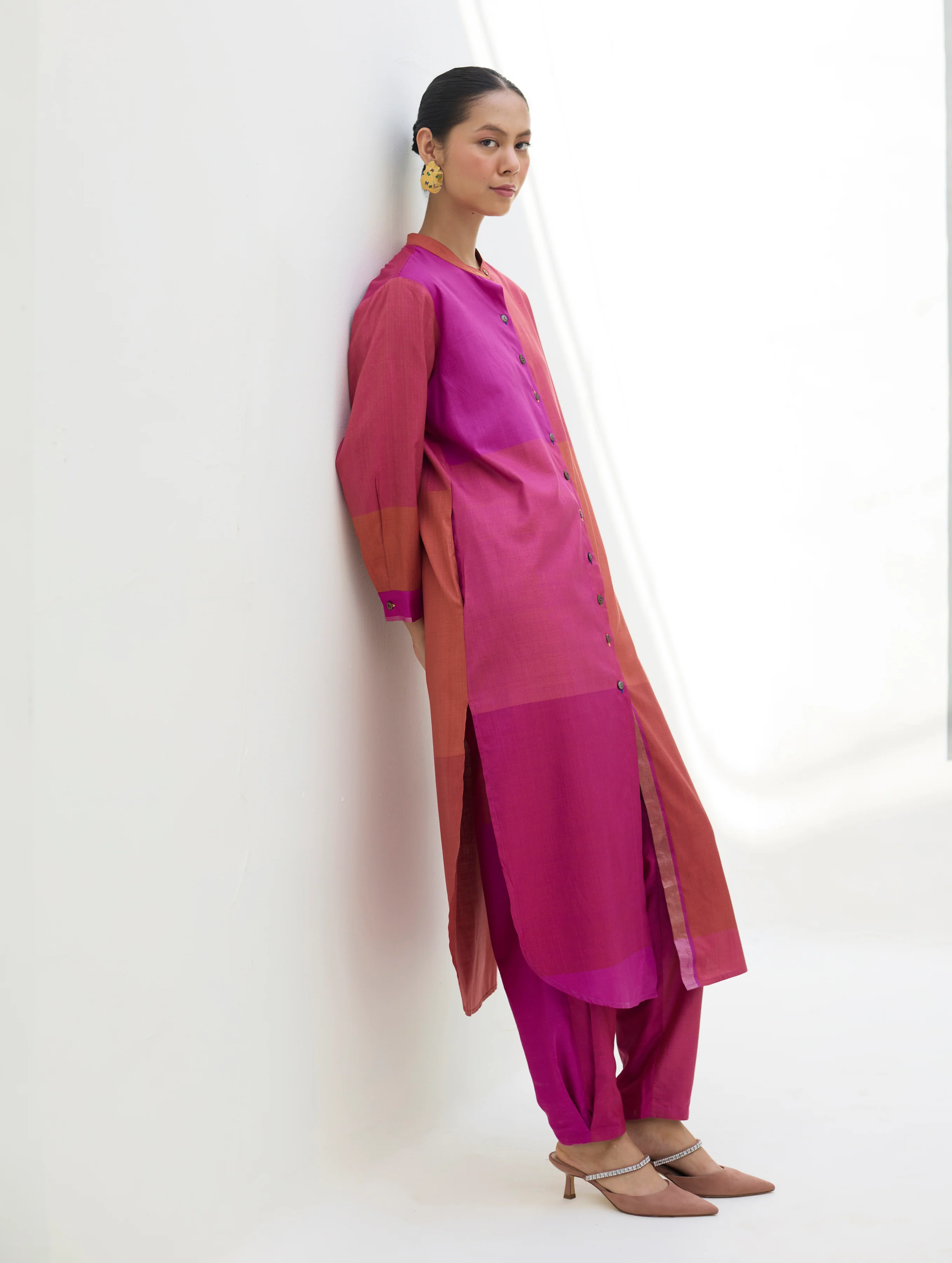 Sama Eri Silk Shirt Kurta Set -  Rose - Image 5