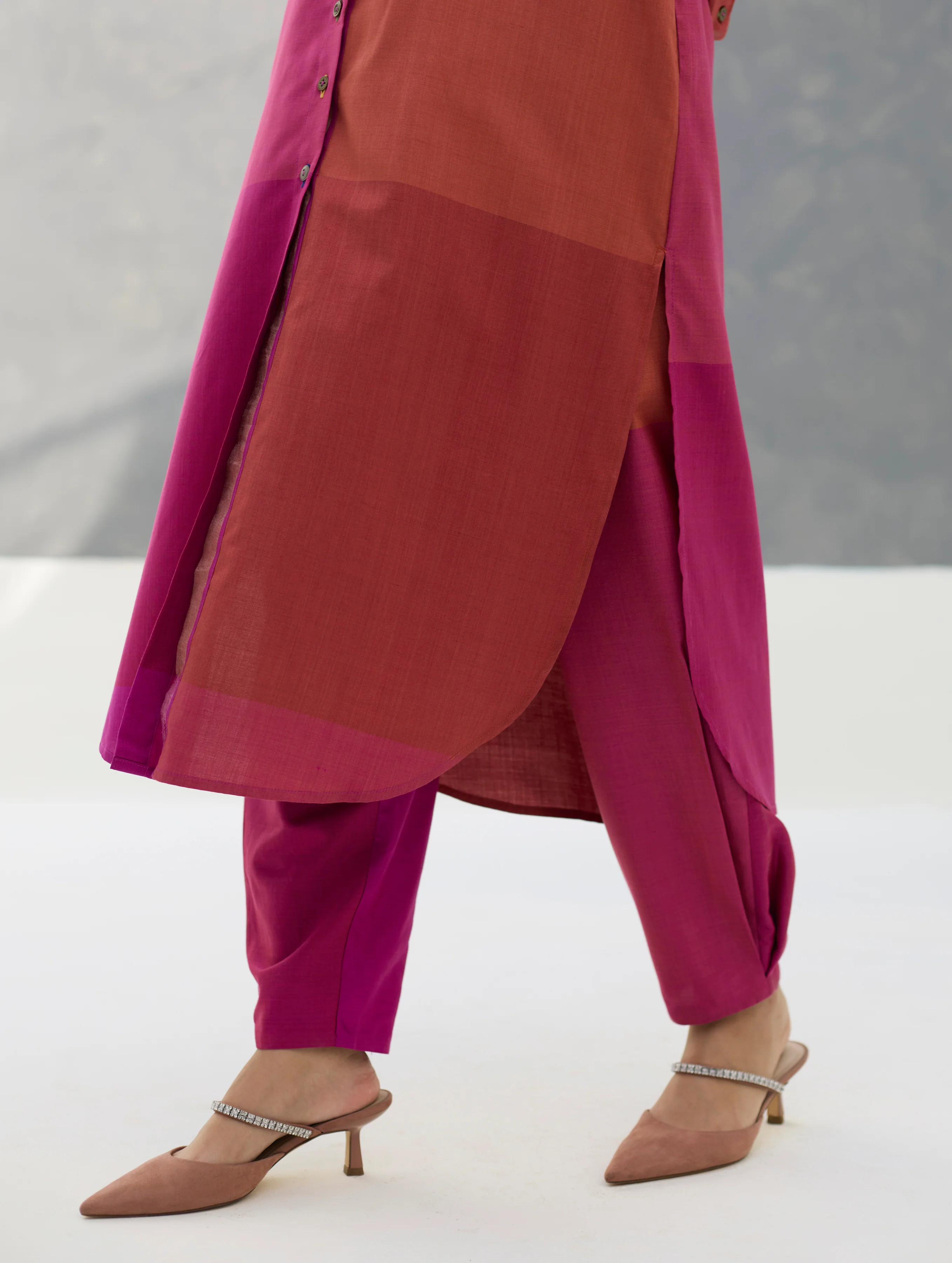 Sama Eri Silk Shirt Kurta Set -  Rose - Image 6