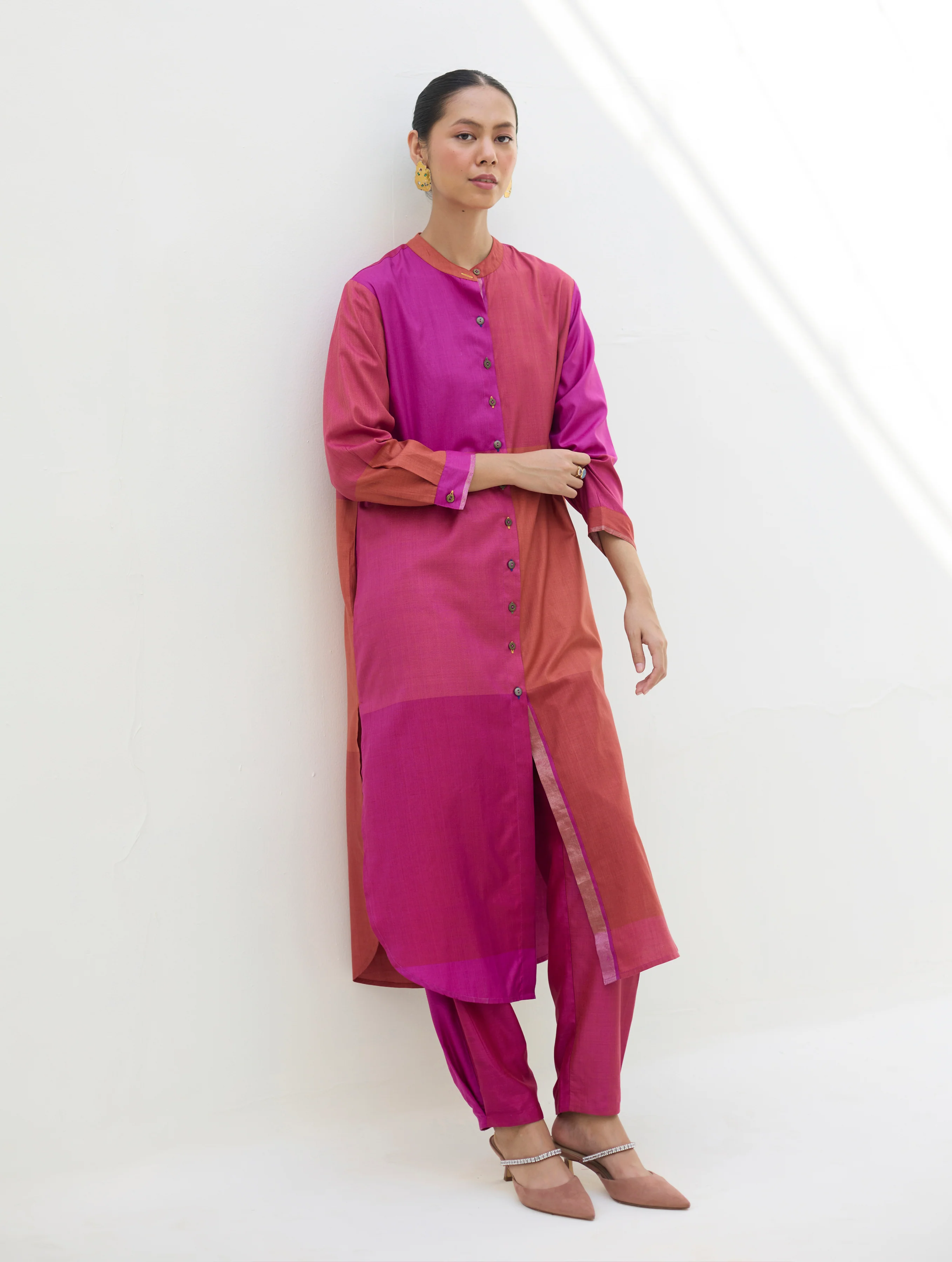 Sama Eri Silk Shirt Kurta Set -  Rose - Image 9