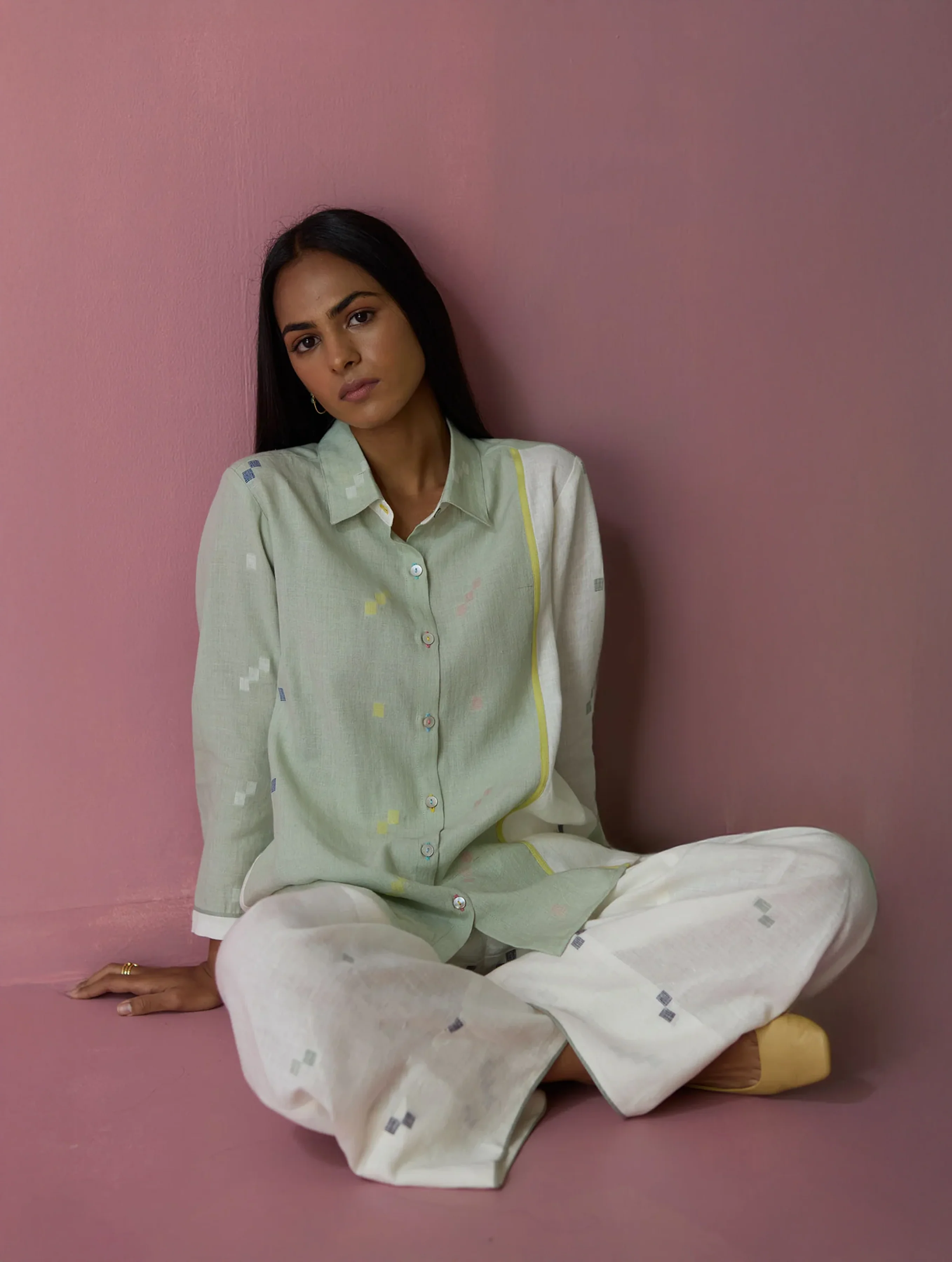 Sela Patchwork Jamdani Linen Co-ord Set