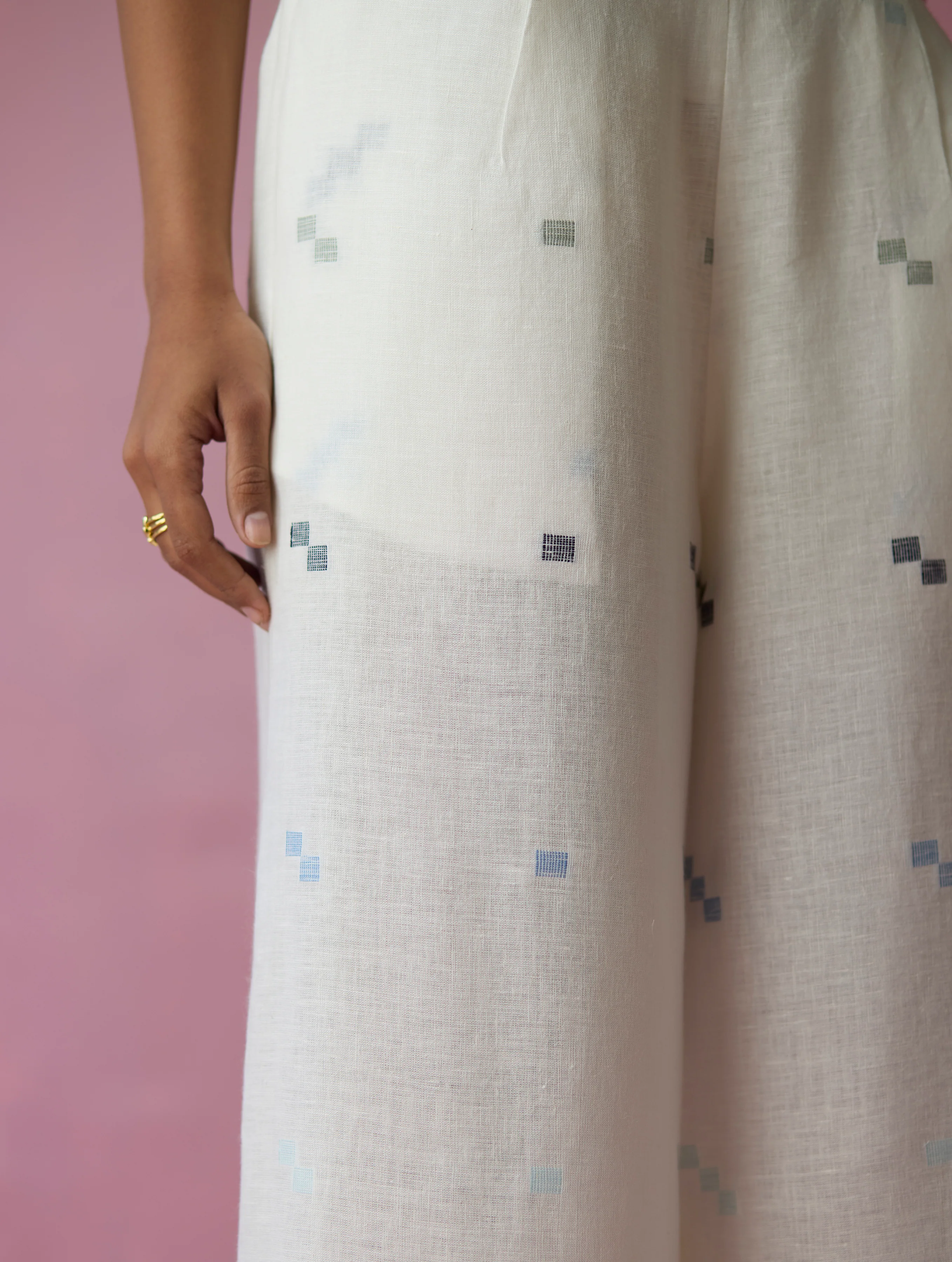 Sela Patchwork Jamdani Linen Co-ord Set - Image 16