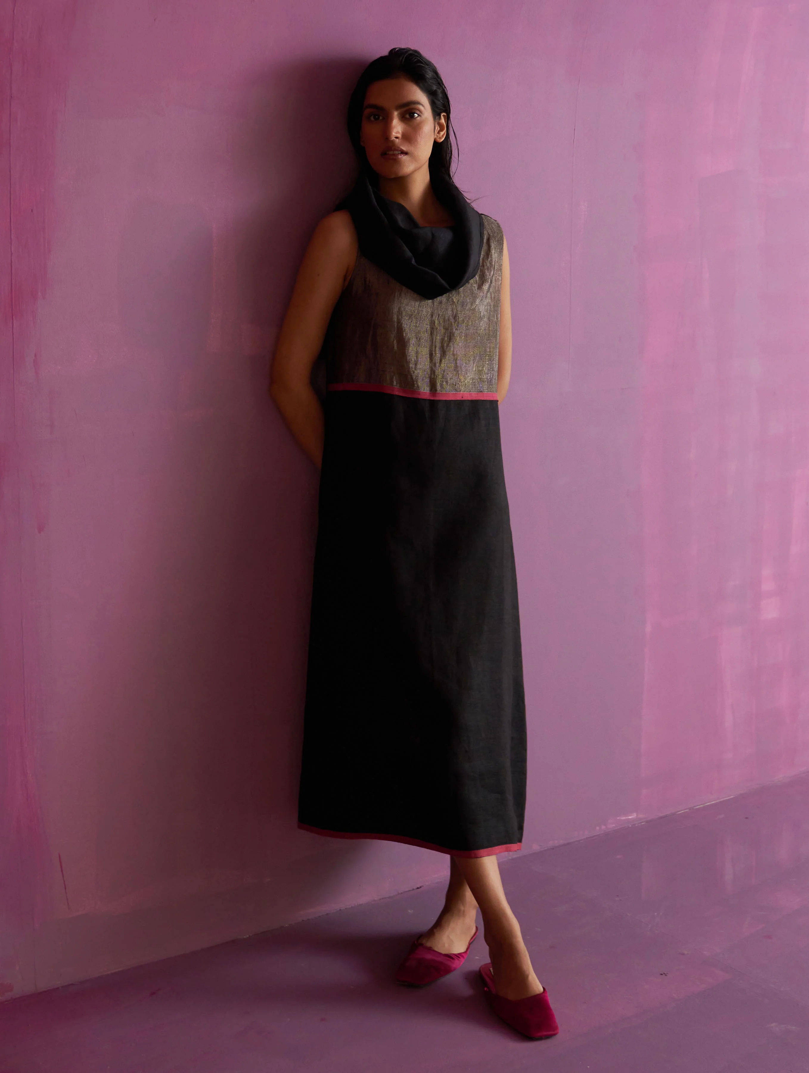 Shira Cowl Neck Dress - Black - Image 2
