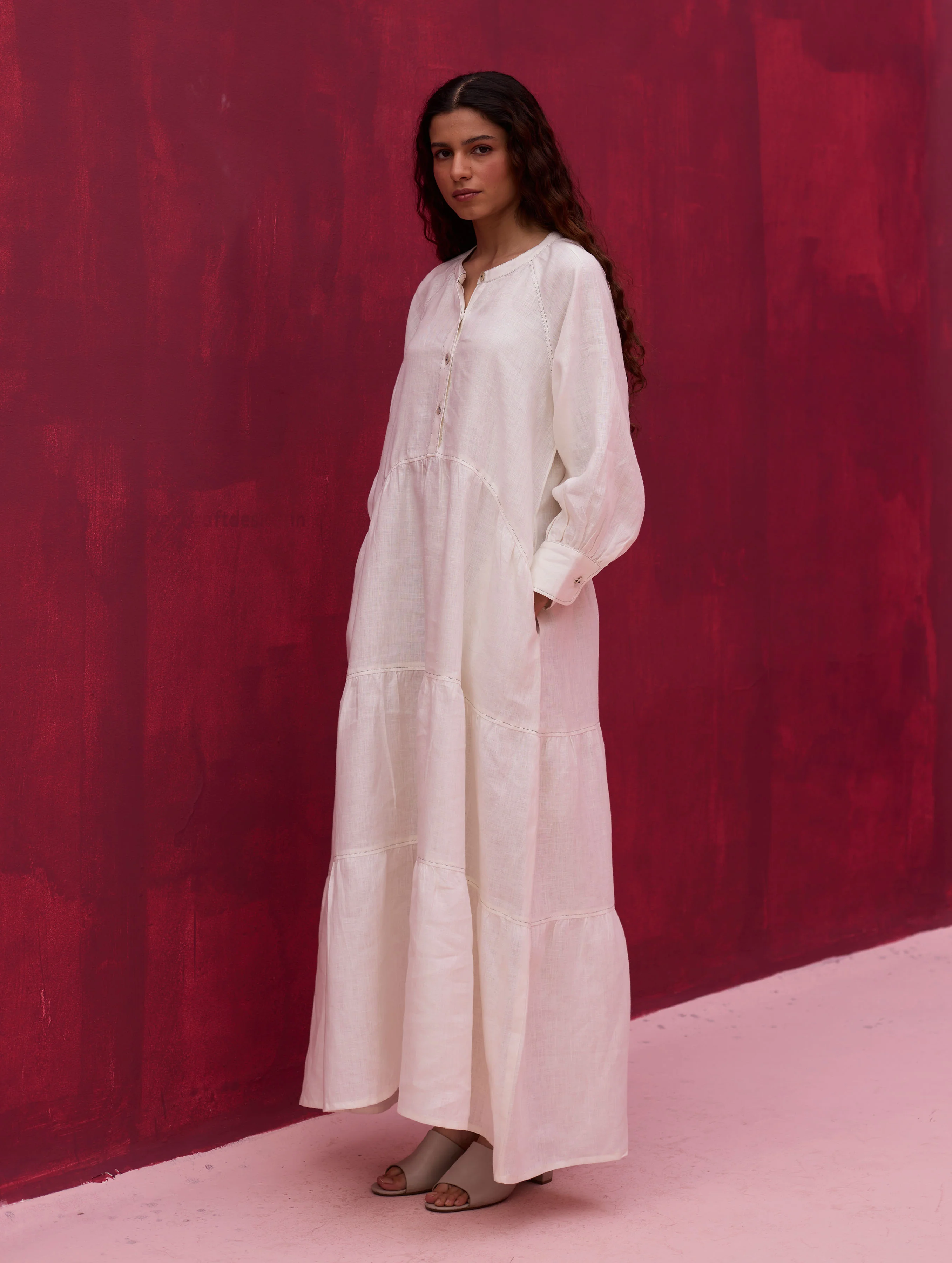 Shiri Linen Dress - Ivory - Image 2