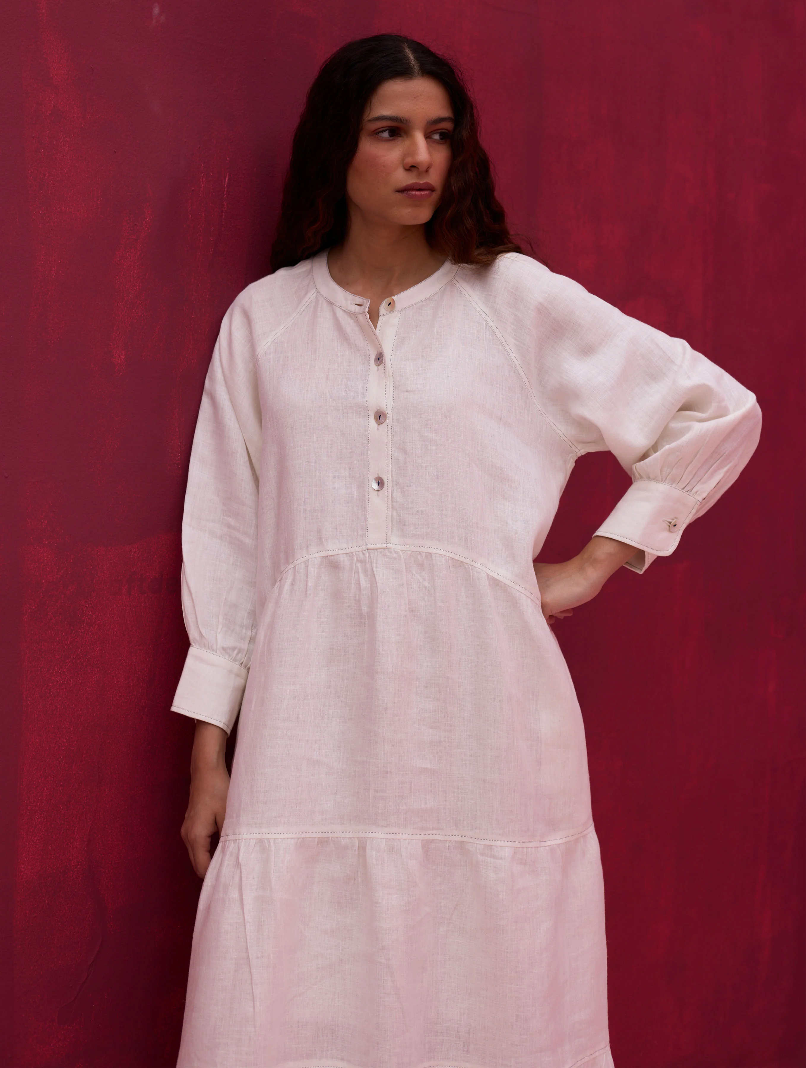 Shiri Linen Dress - Ivory - Image 3