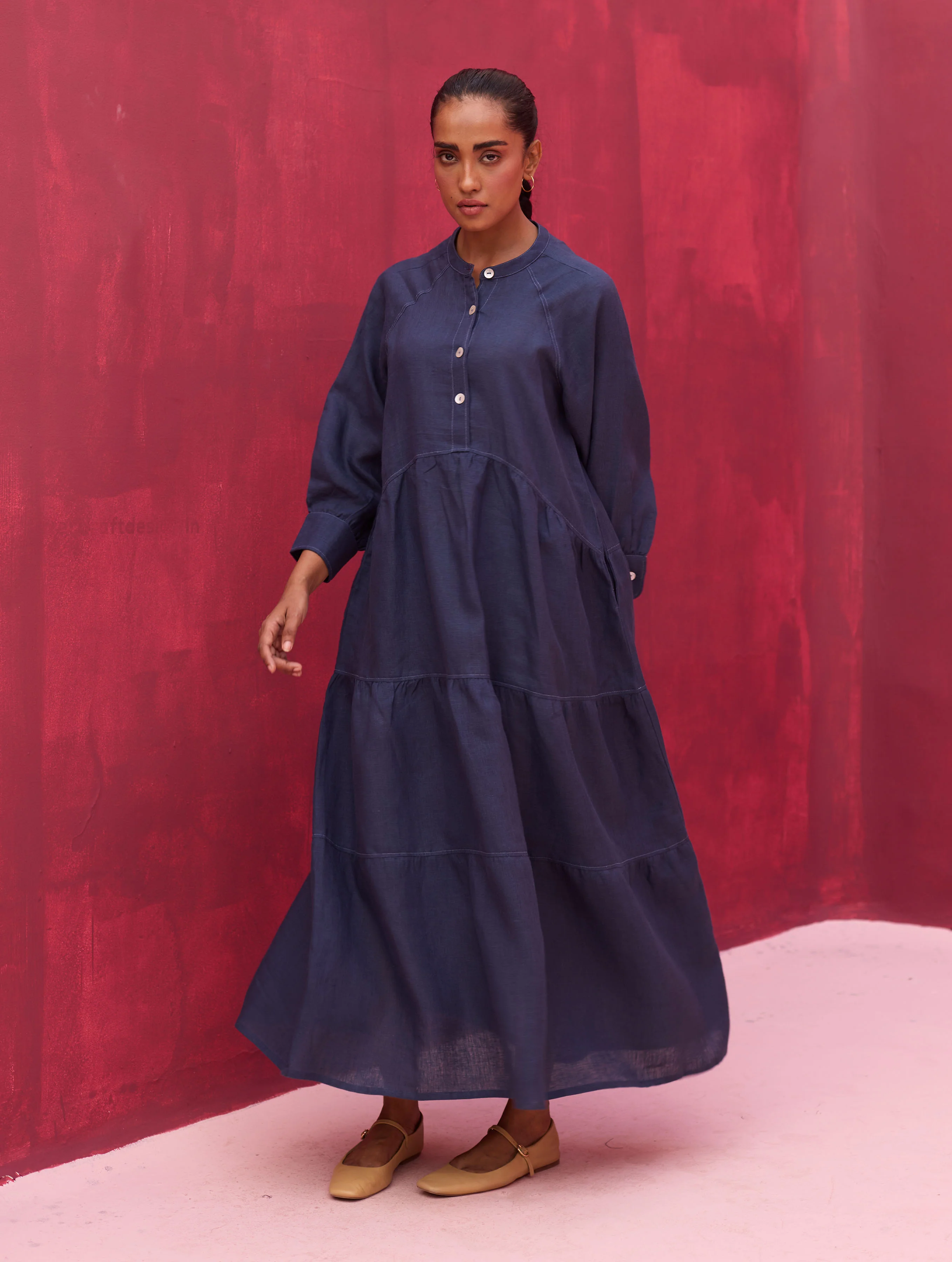 Shiri Linen Dress - Navy - Image 7