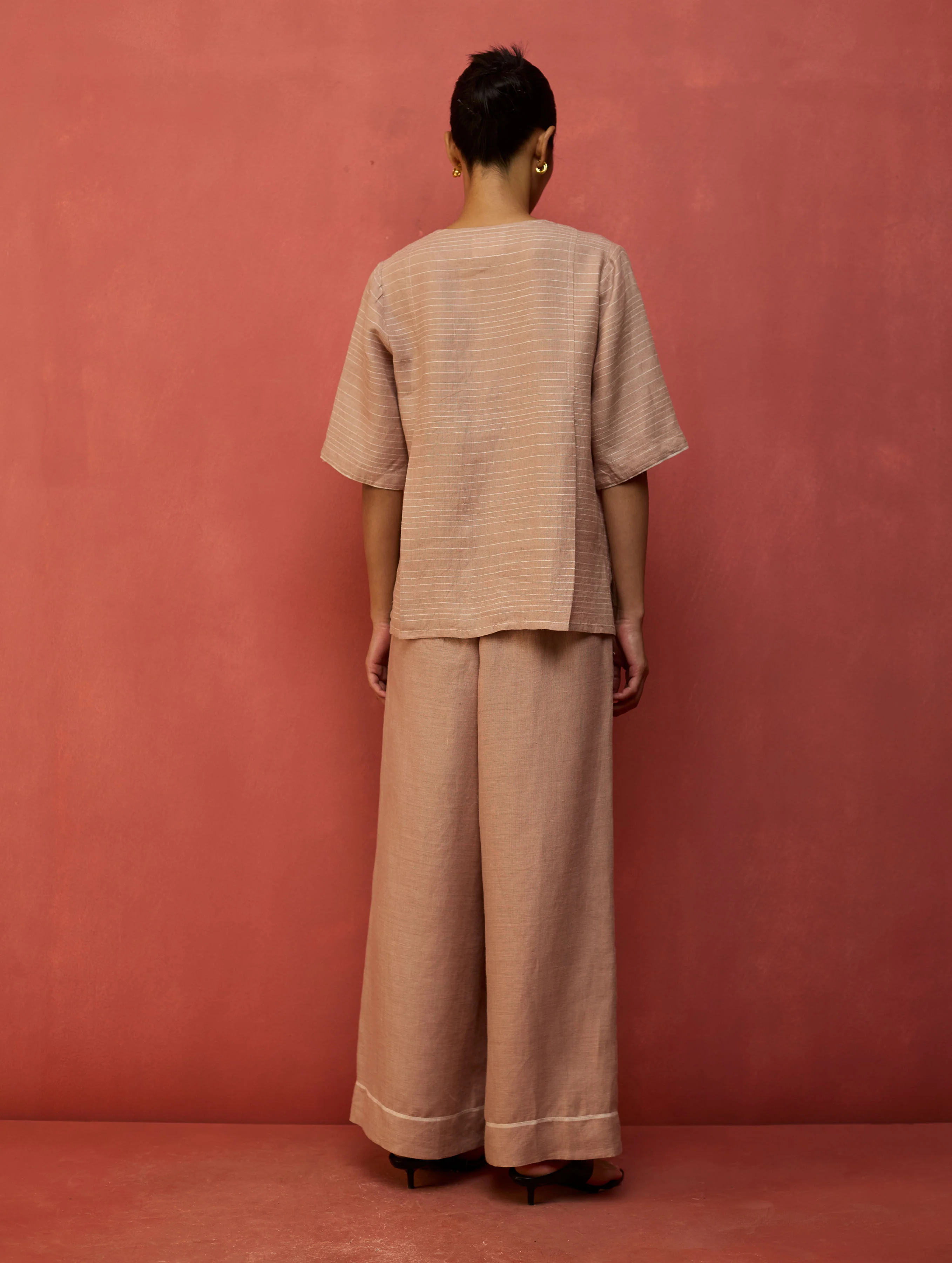 Shiro Stripe Linen Co-ord Set - Dusty Rose - Image 14