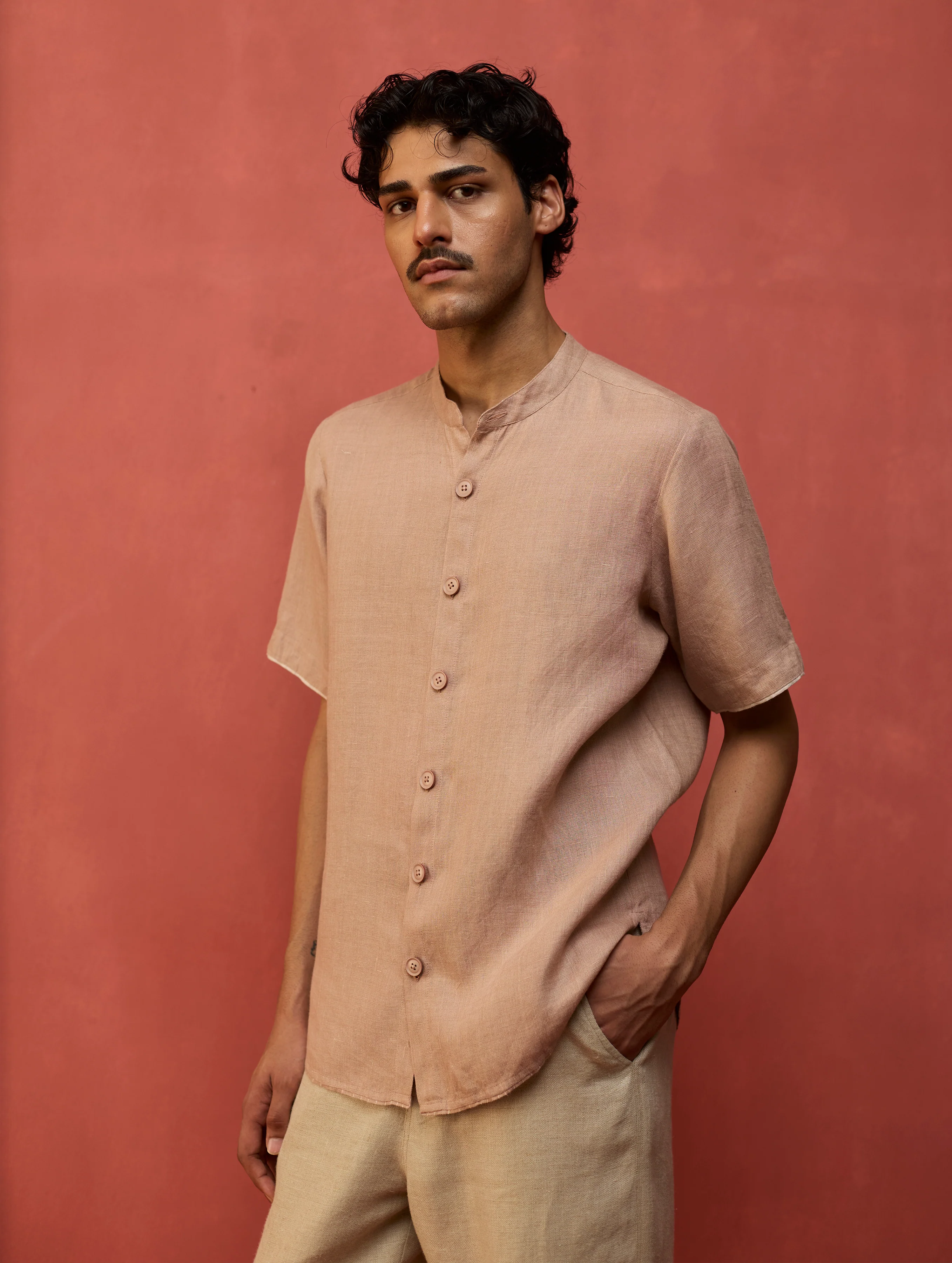 Shuko Linen Shirt - Dusty Rose - Image 3