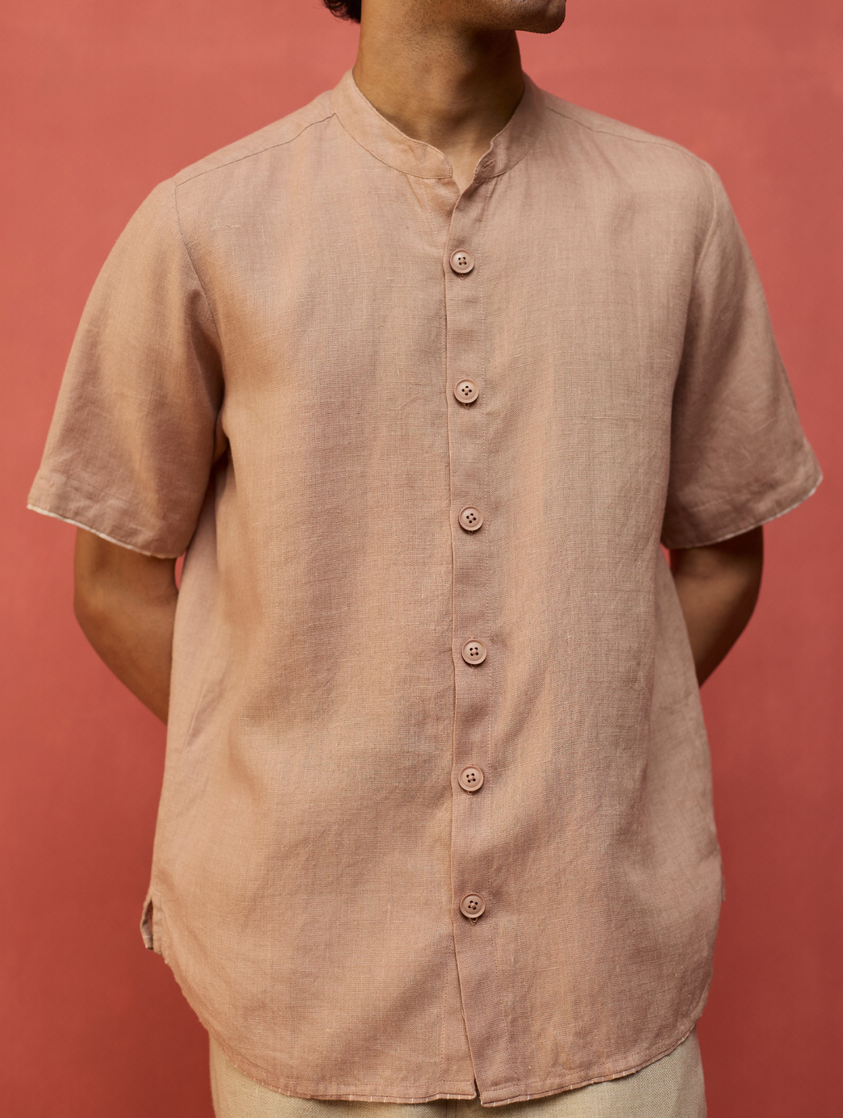 Shuko Linen Shirt - Dusty Rose - Image 6
