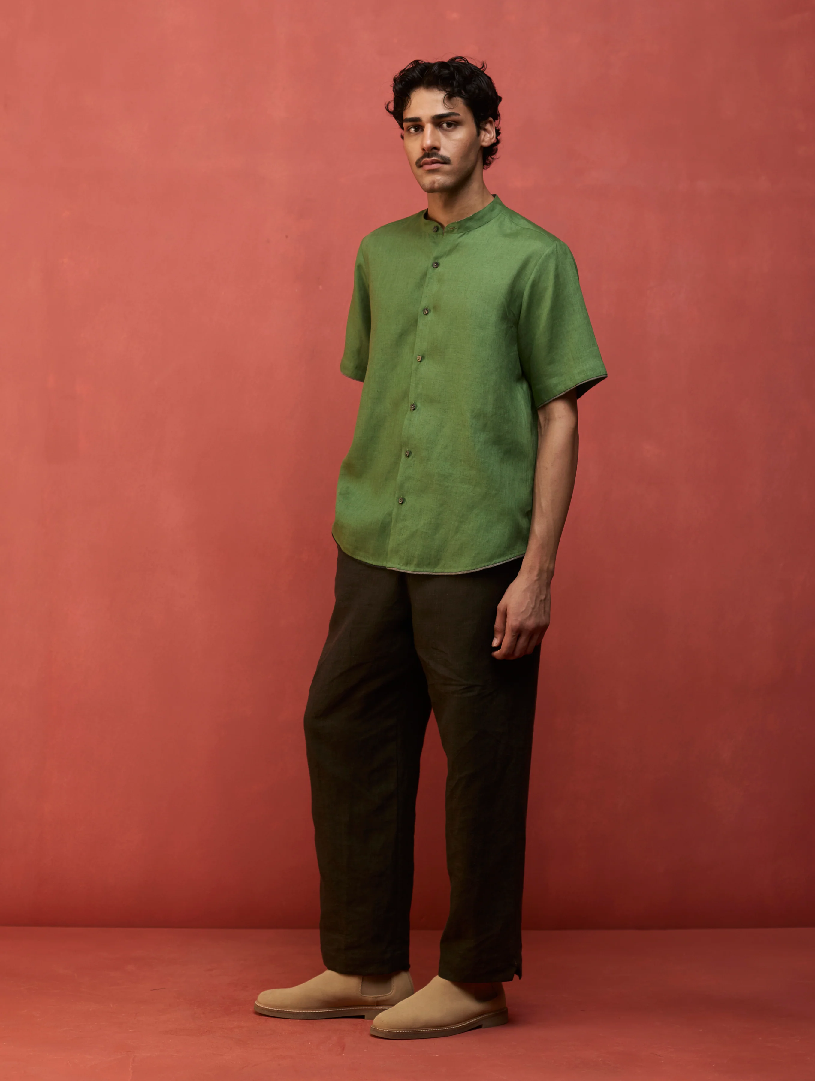 Shuko Linen Shirt - Fern Green - Image 7