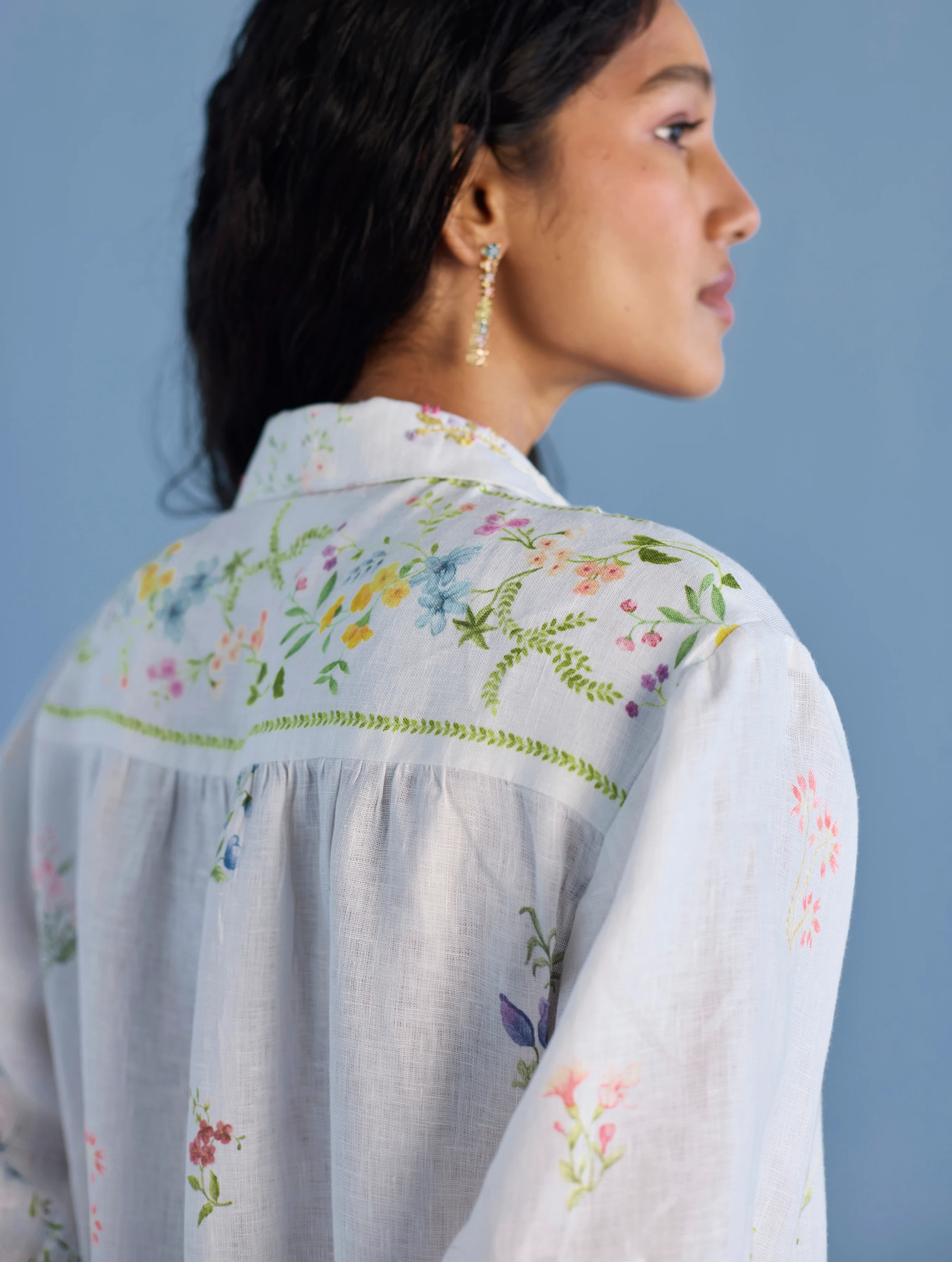 Sia Hand-Embroidered Floral Dress - White - Image 4