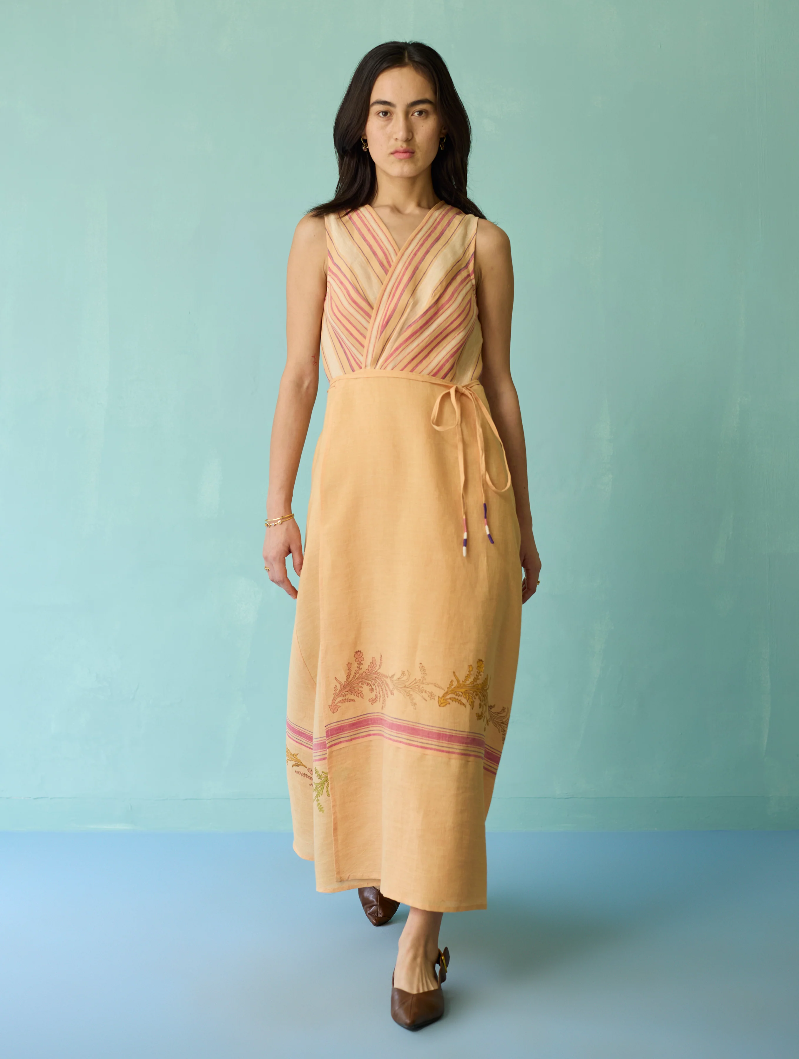 Sira Border Linen Floral Co-ord Set - Apricot - Image 12