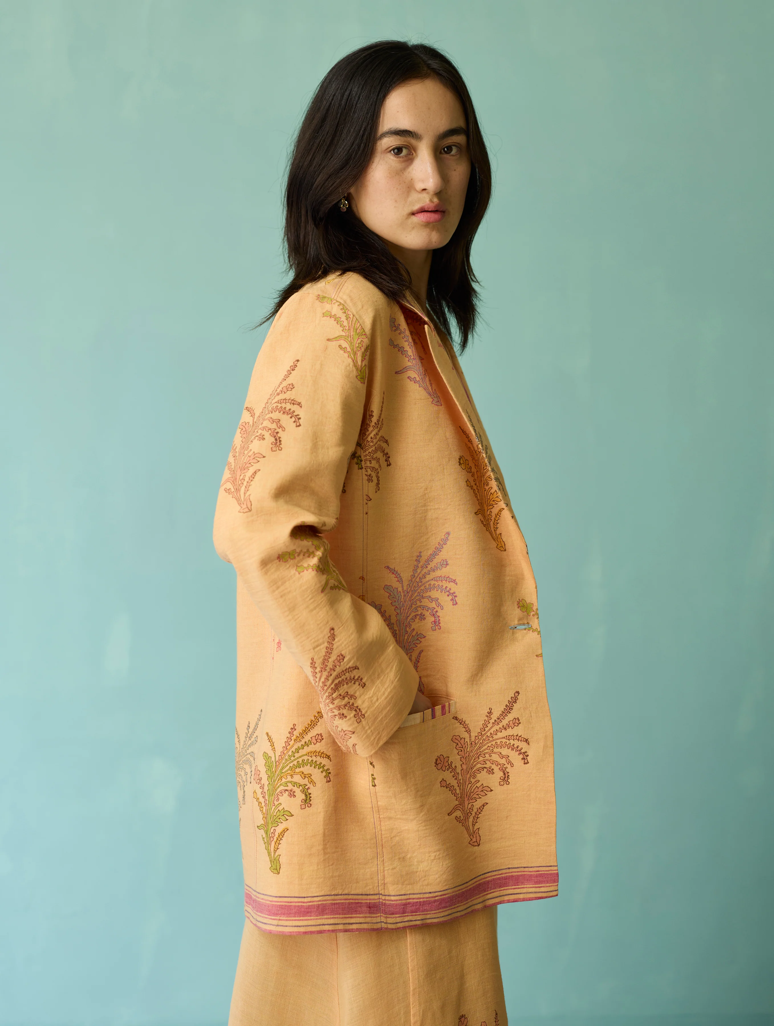 Sira Border Linen Floral Co-ord Set - Apricot - Image 17