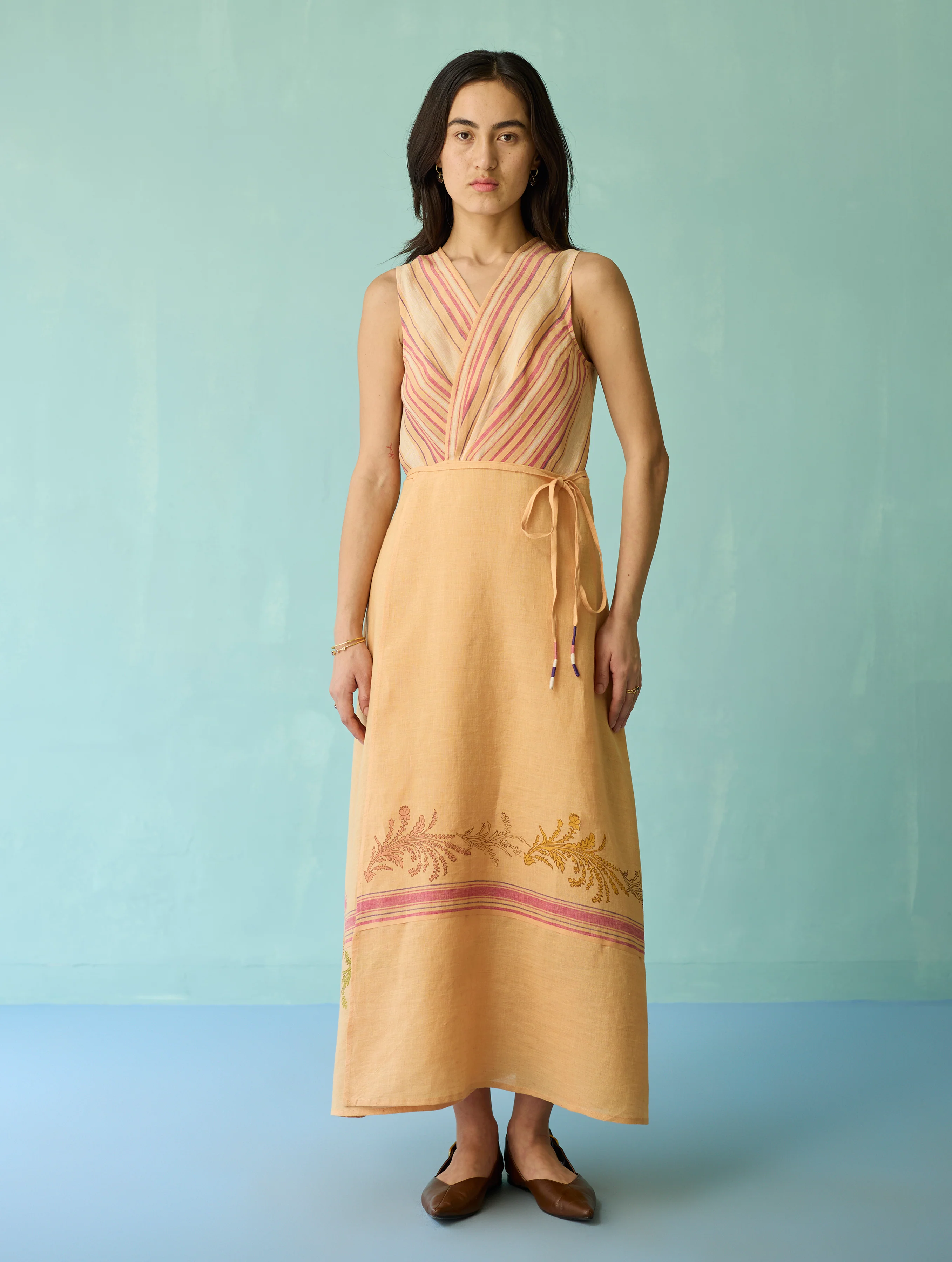 Sira Border Linen Floral Co-ord Set - Apricot - Image 18