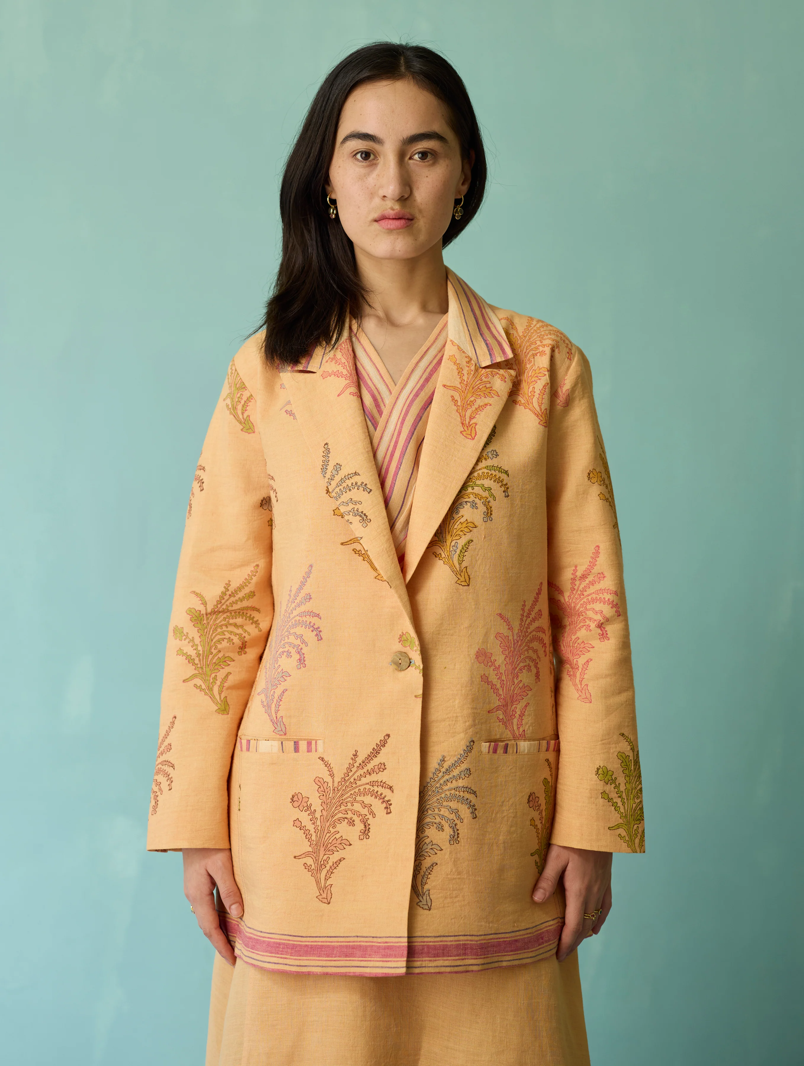 Sira Border Linen Floral Co-ord Set - Apricot - Image 20