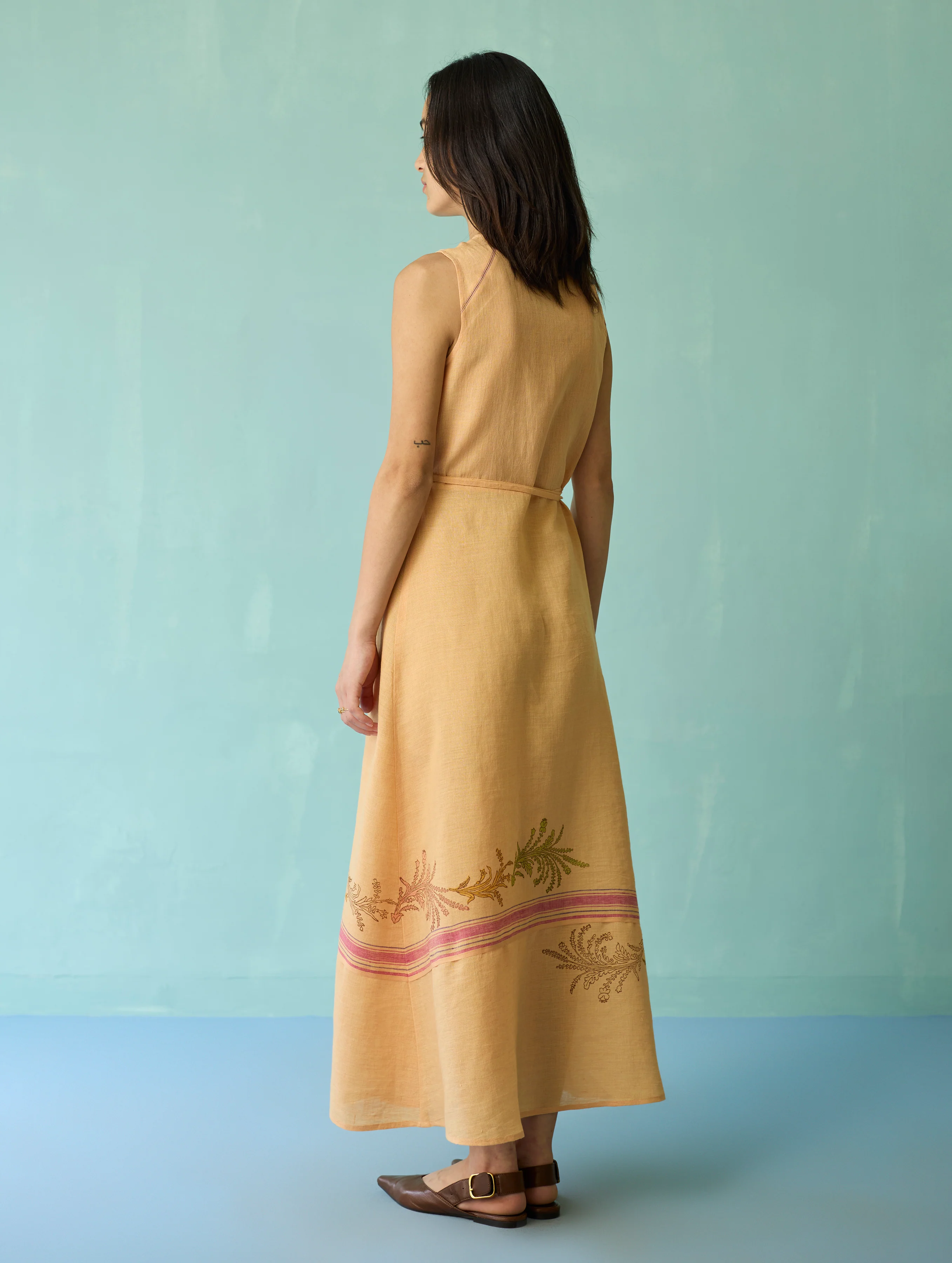Sira Border Linen Floral Co-ord Set - Apricot - Image 23