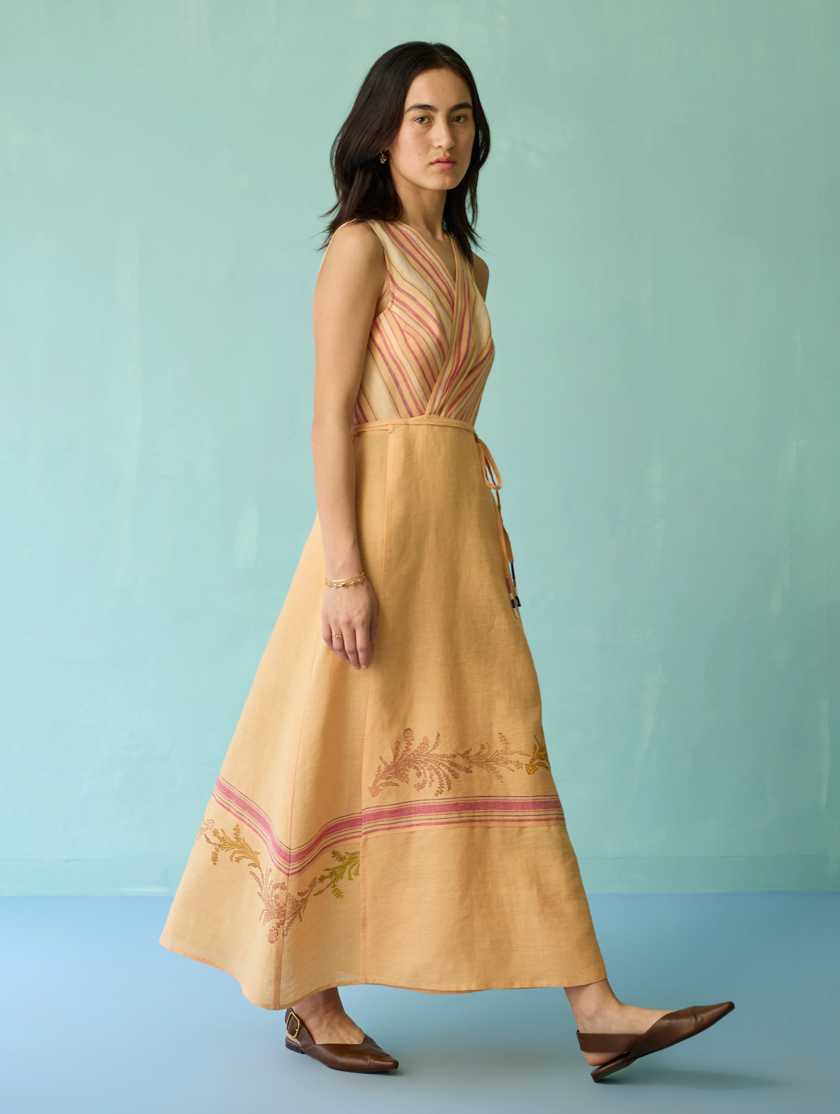 Sira Border Linen Floral Co-ord Set - Apricot - Image 4