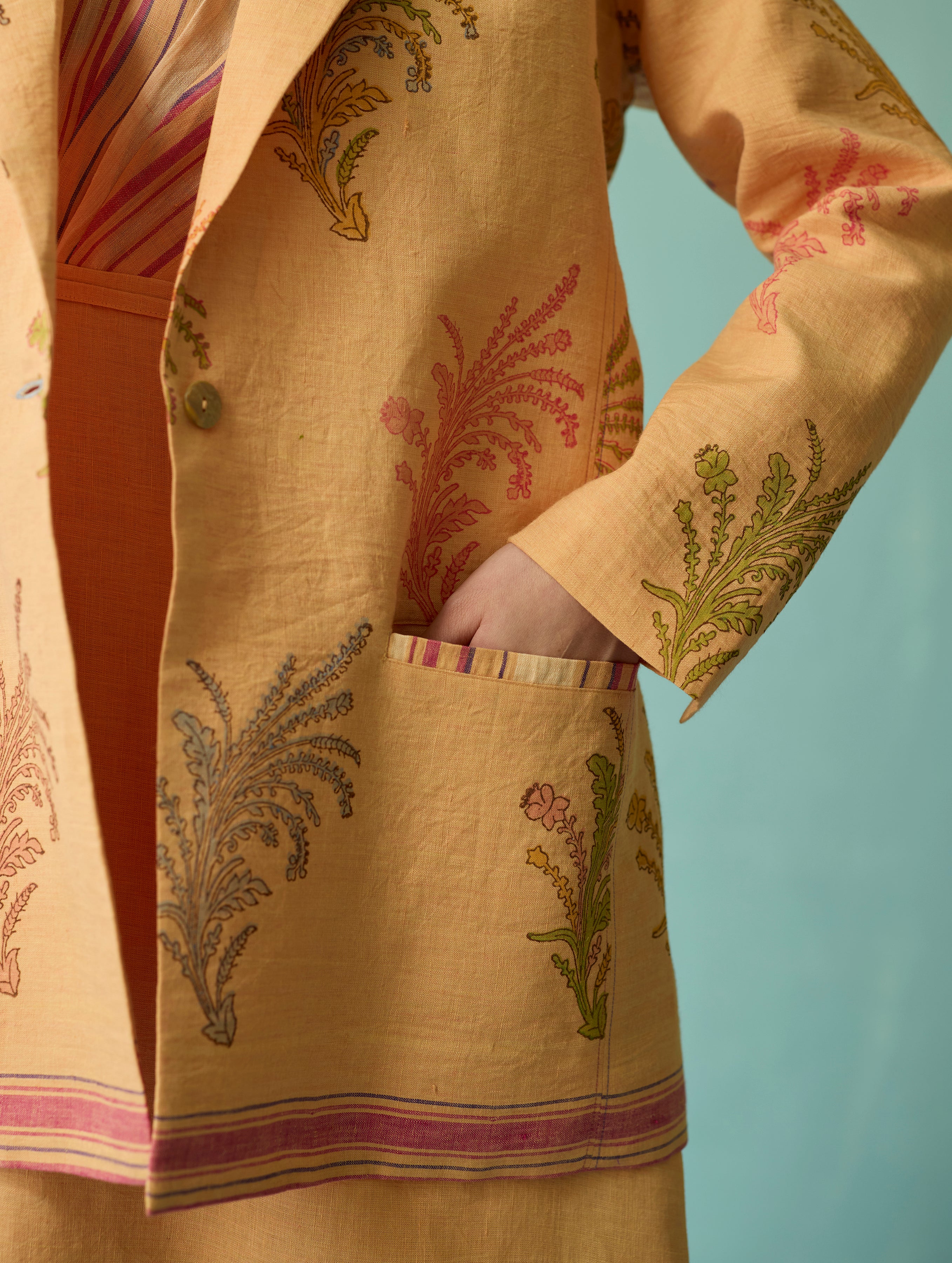 Sira Border Linen Floral Co-ord Set - Apricot - Image 5
