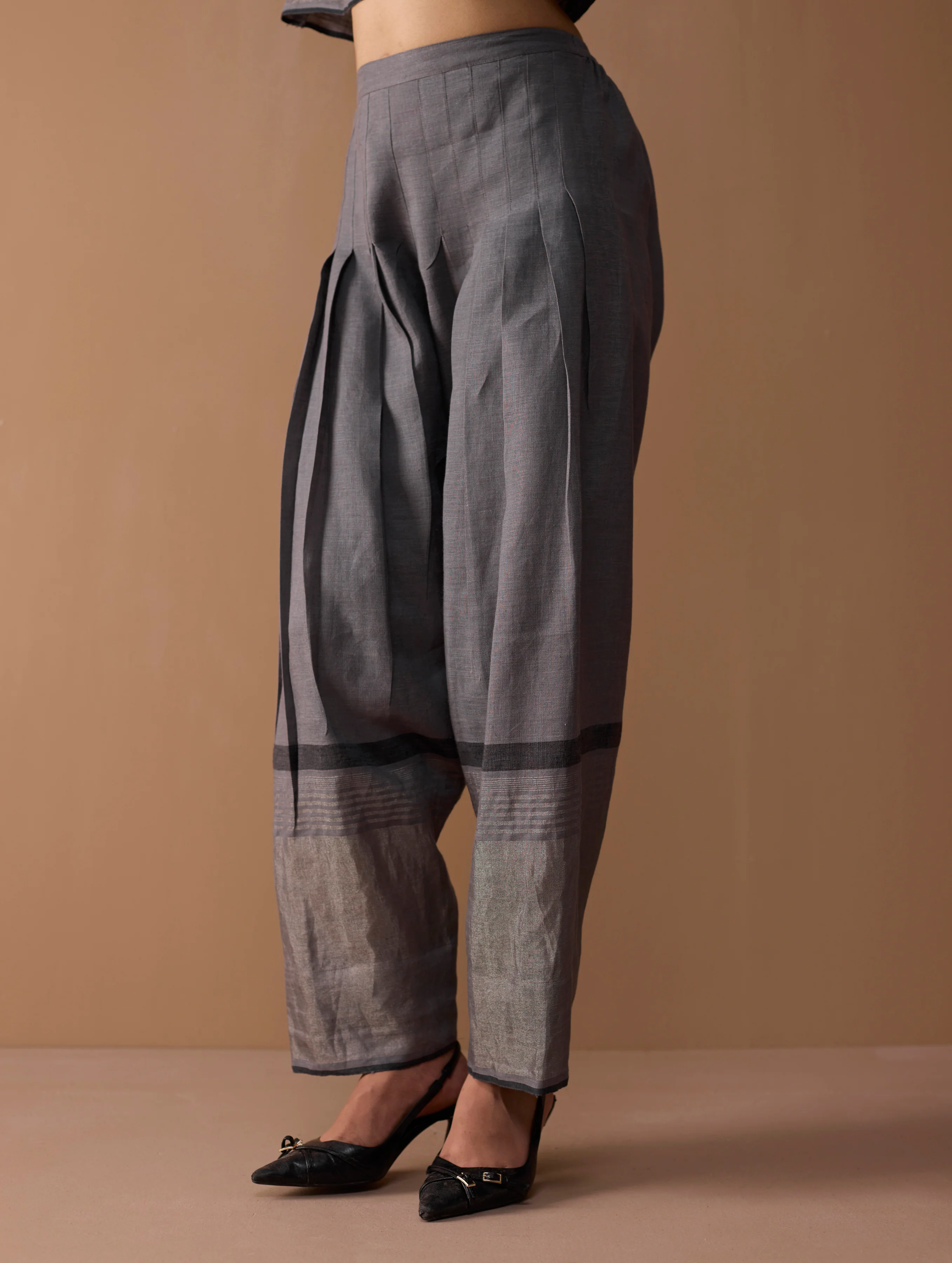 Sira Metallic Salwar Pant - Metallic Grey - Image 7