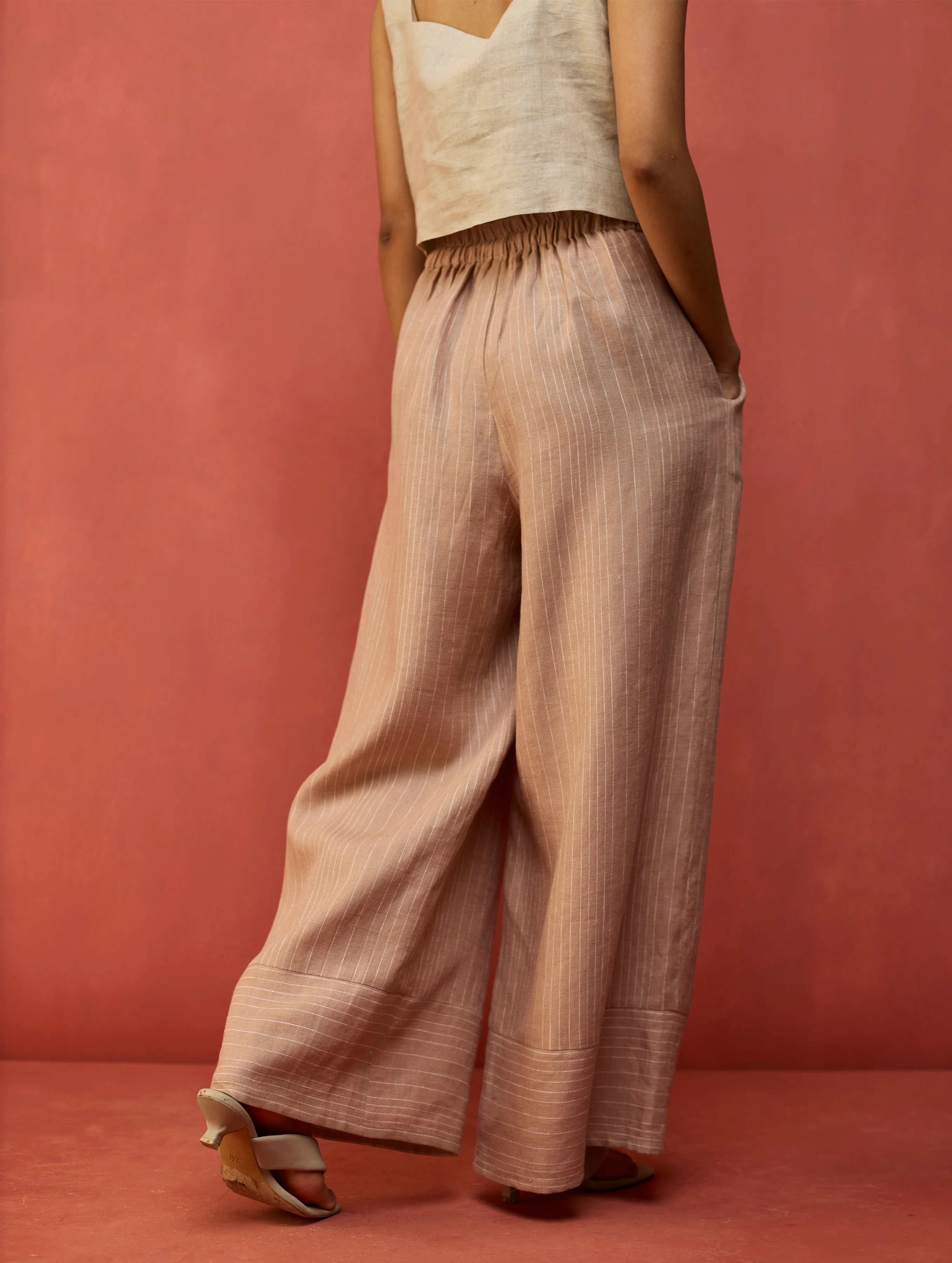 Sumire Curved Hem Linen Co-ord Set - Dusty Rose - Image 11