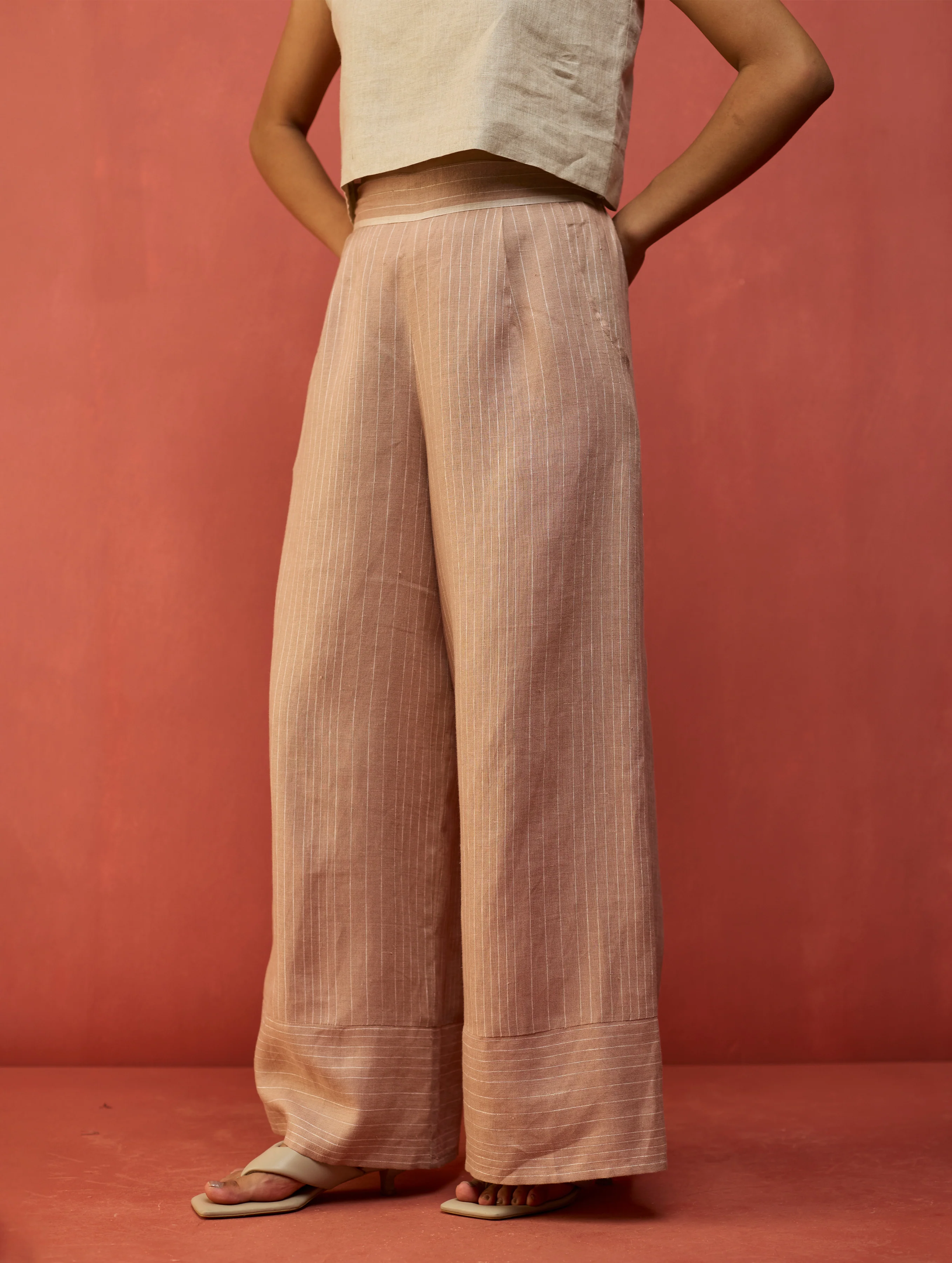 Sumire Curved Hem Linen Co-ord Set - Dusty Rose - Image 12