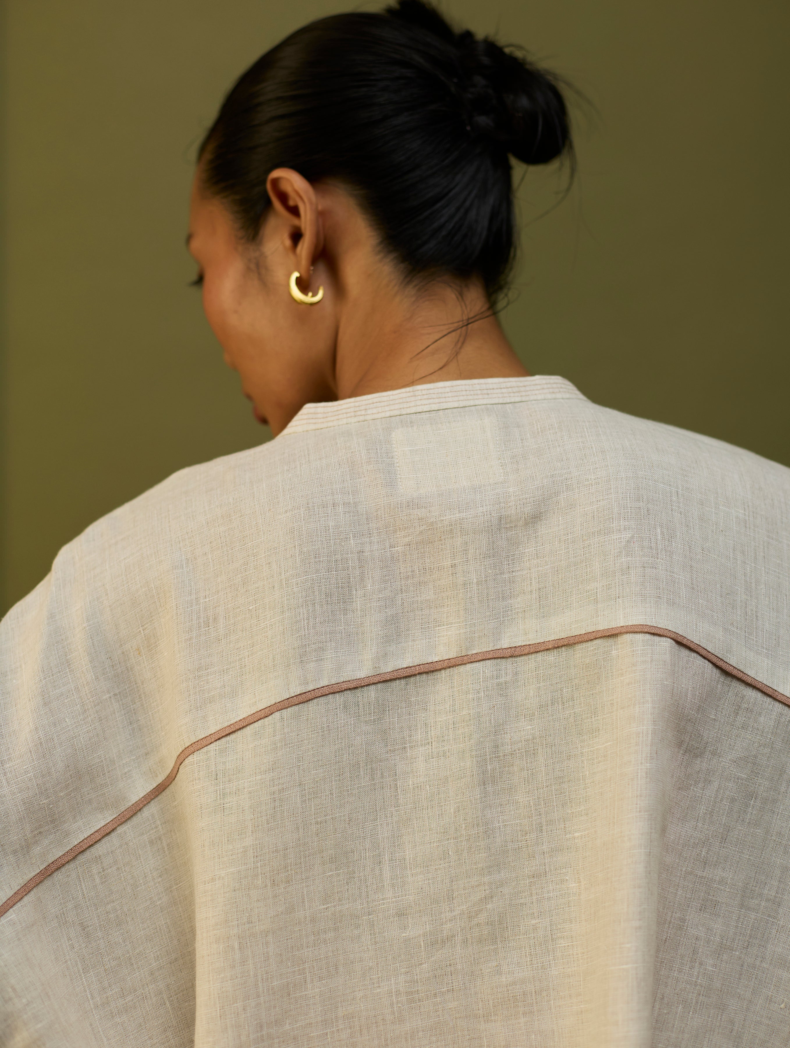 Sumire Curved Hem Linen Co-ord Set - Off White - Image 6