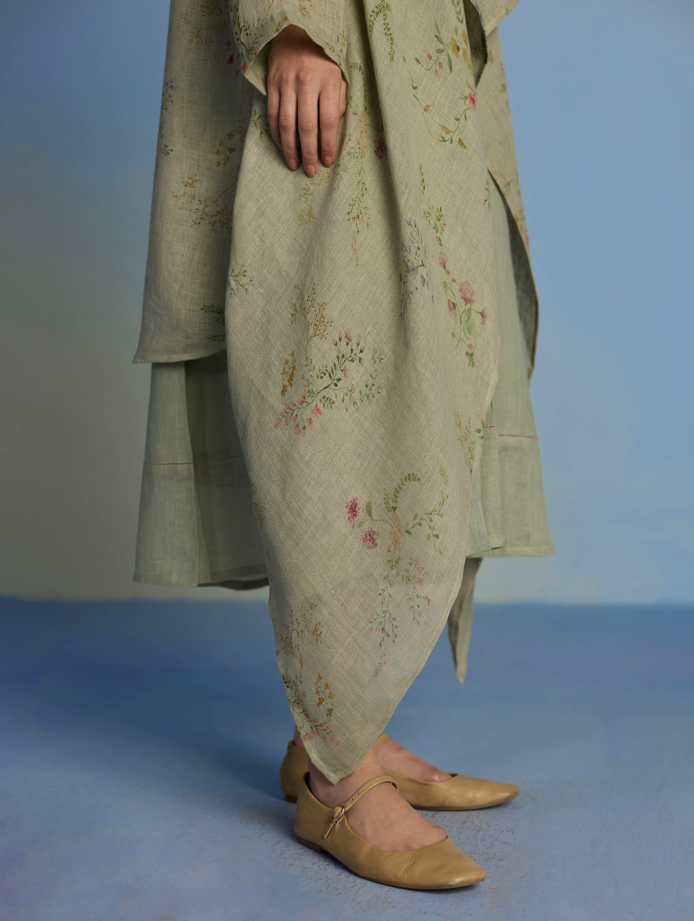 Tai Floral Sheer Linen Overlay - Mint - Image 5