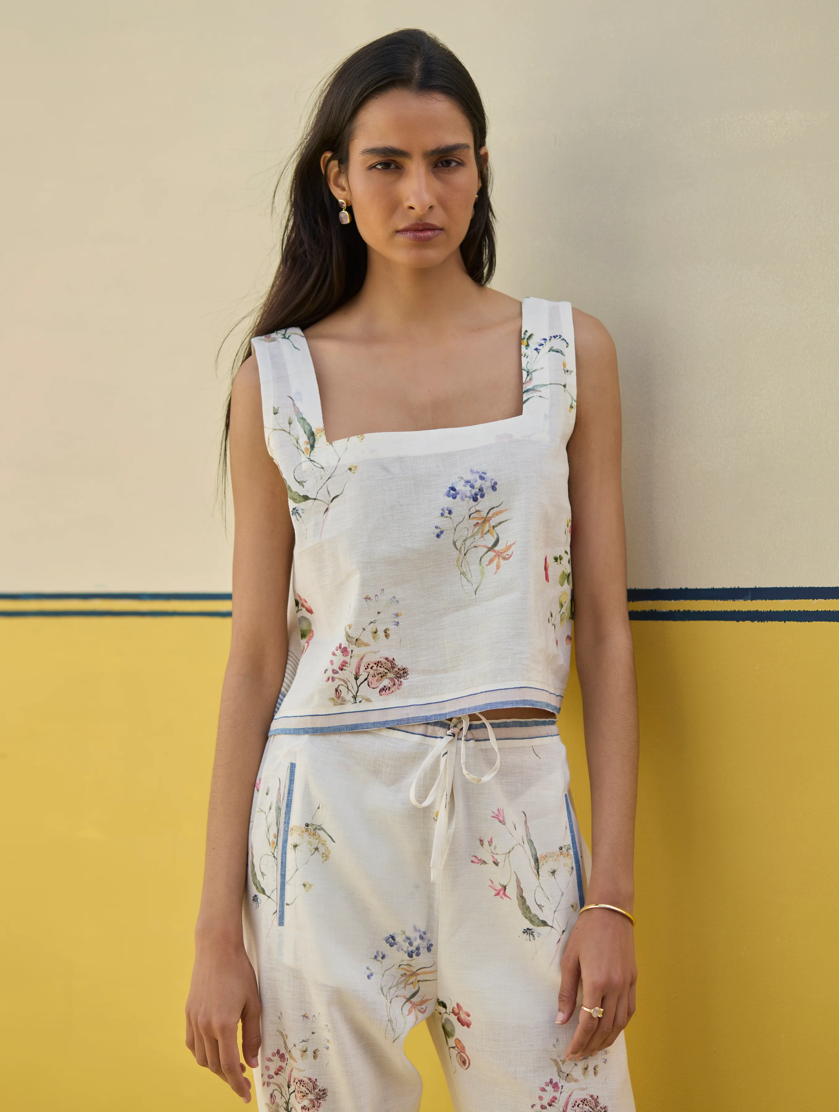 Talia Check Linen Co-ord Set - Ivory - Image 3