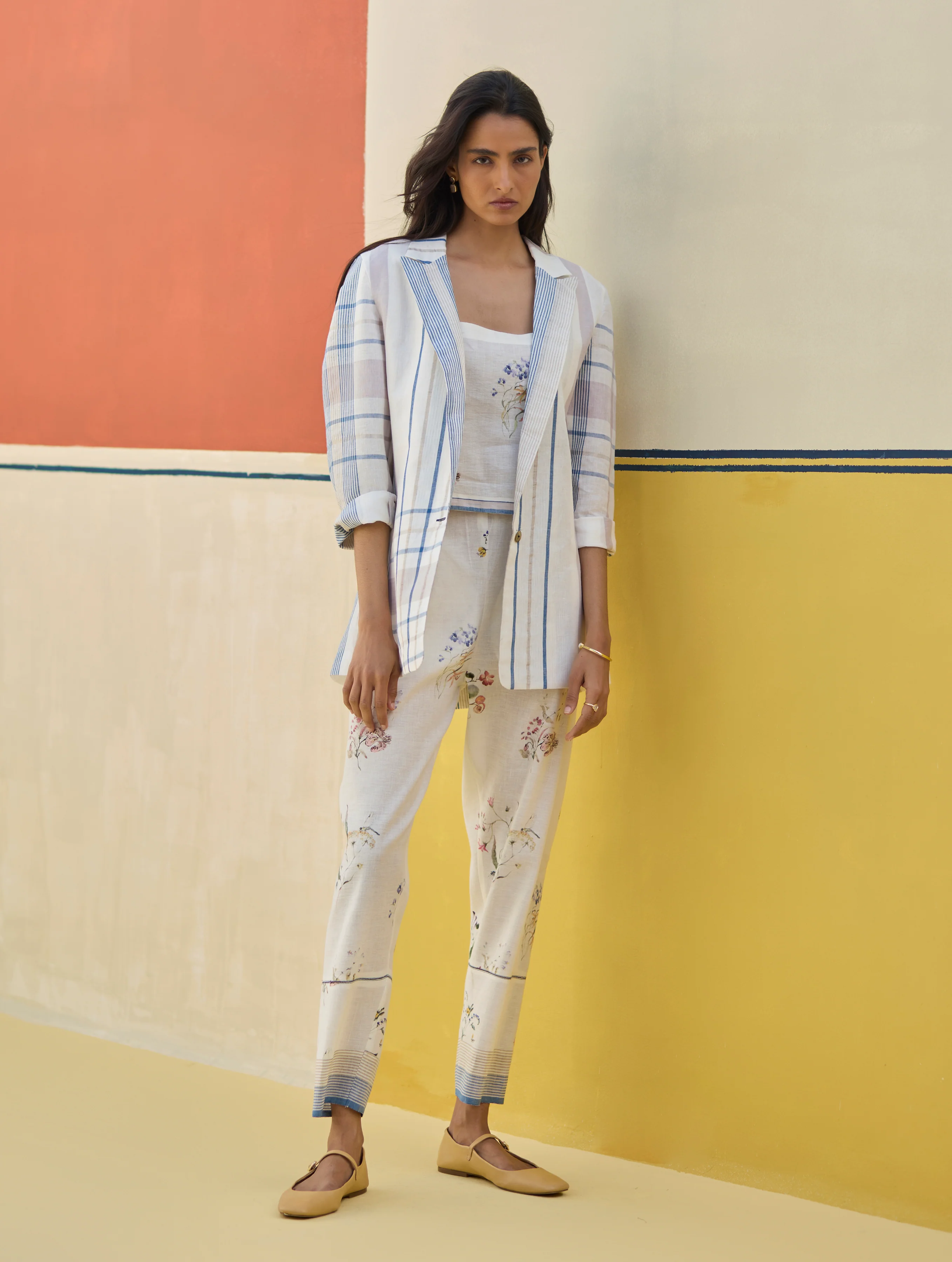 Talia Check Linen Co-ord Set - Ivory - Image 7