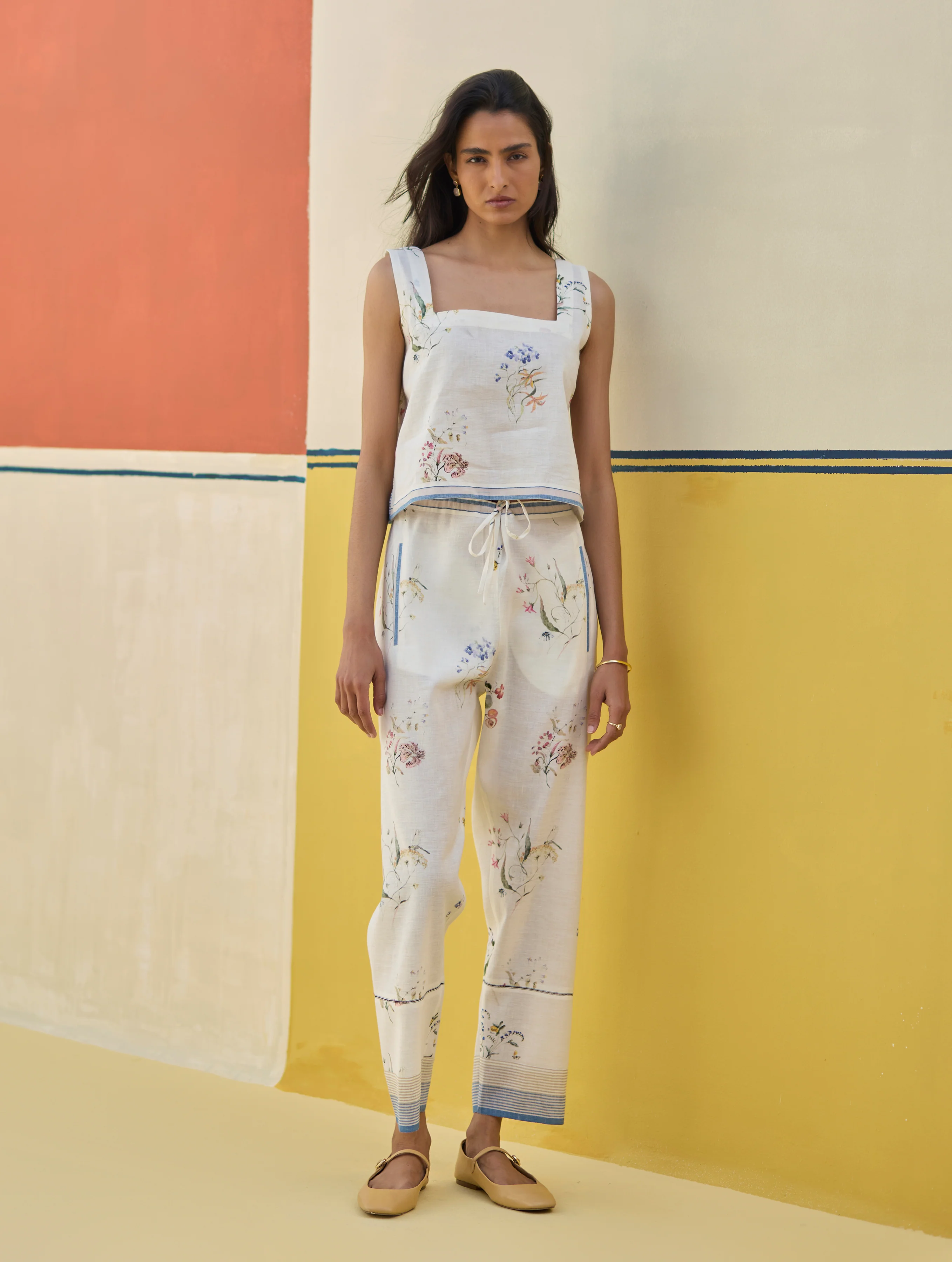 Talia Check Linen Co-ord Set - Ivory - Image 8