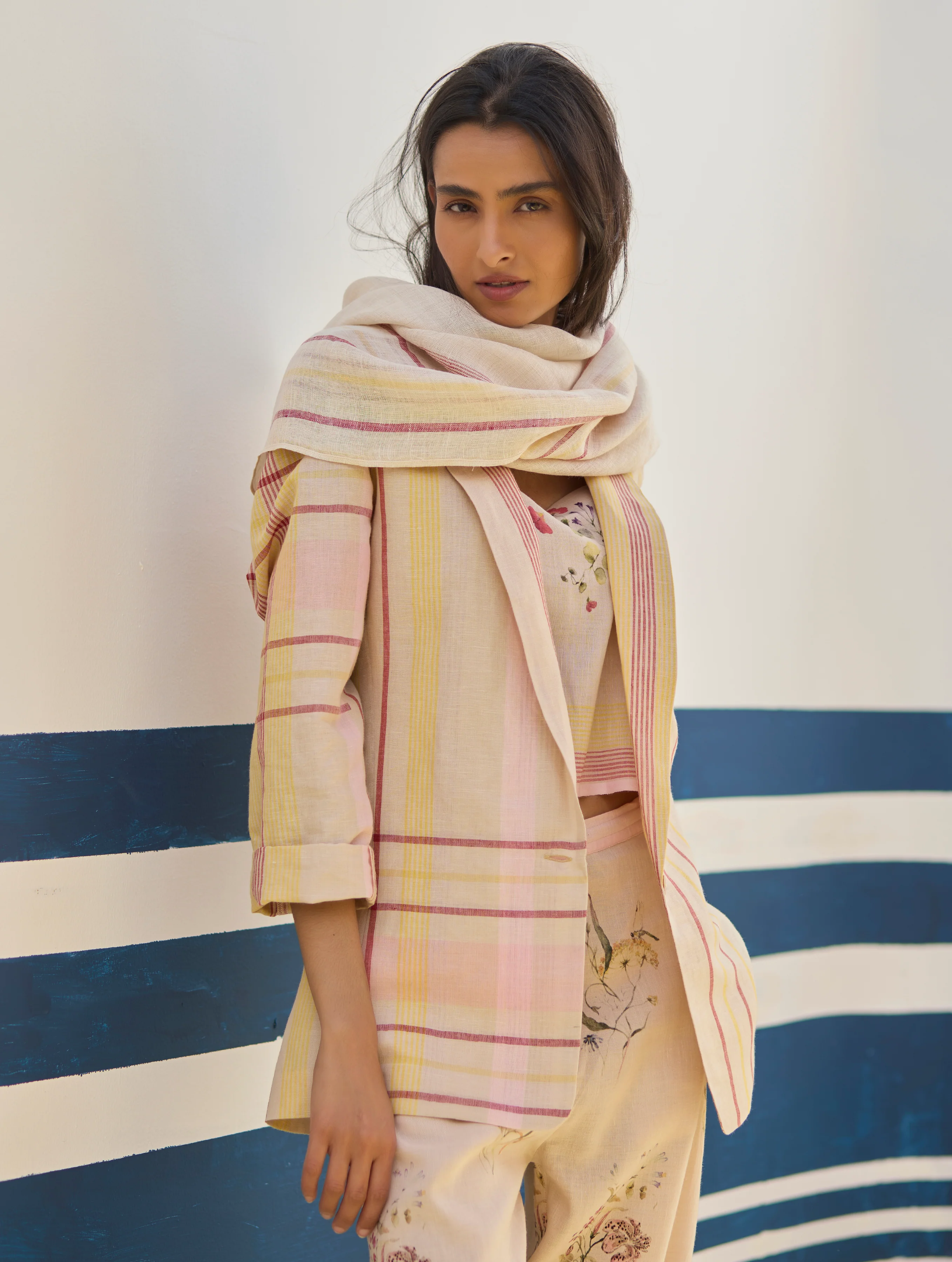 Talia Check Linen Co-ord Set - Sand - Image 3