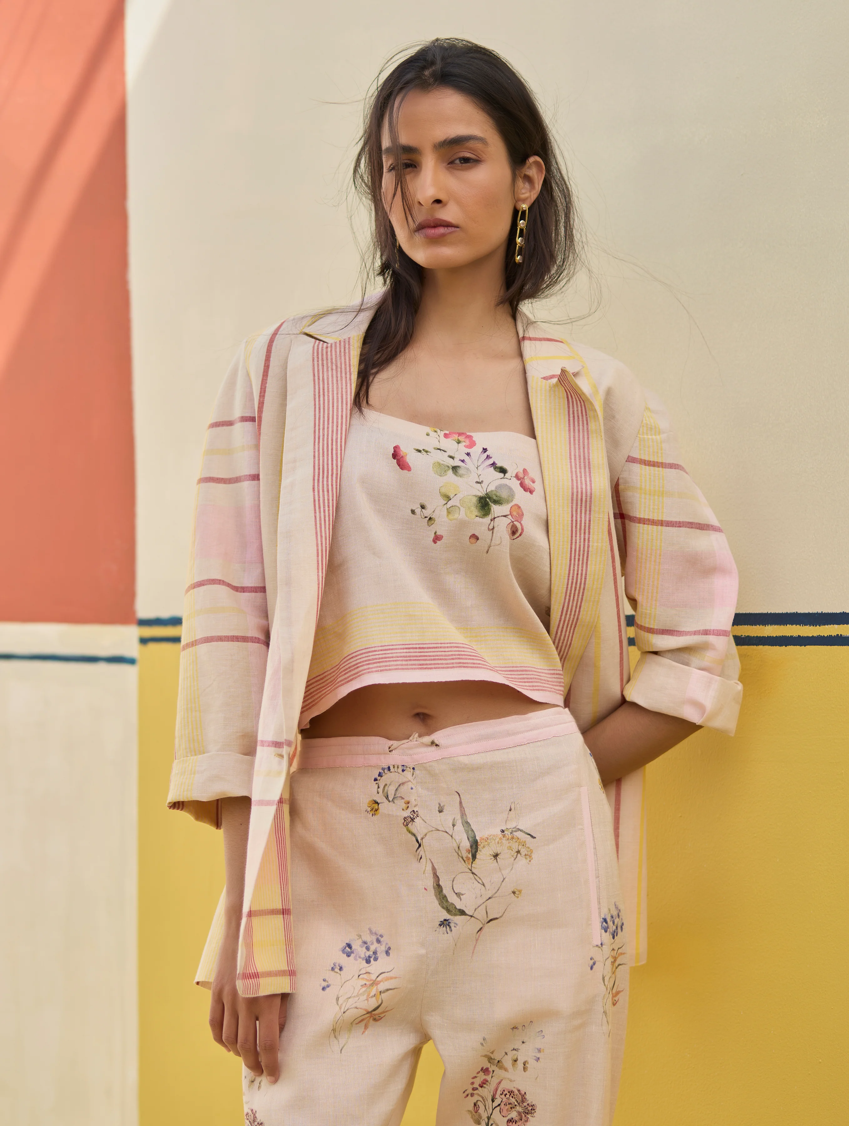 Talia Check Linen Co-ord Set - Sand - Image 5