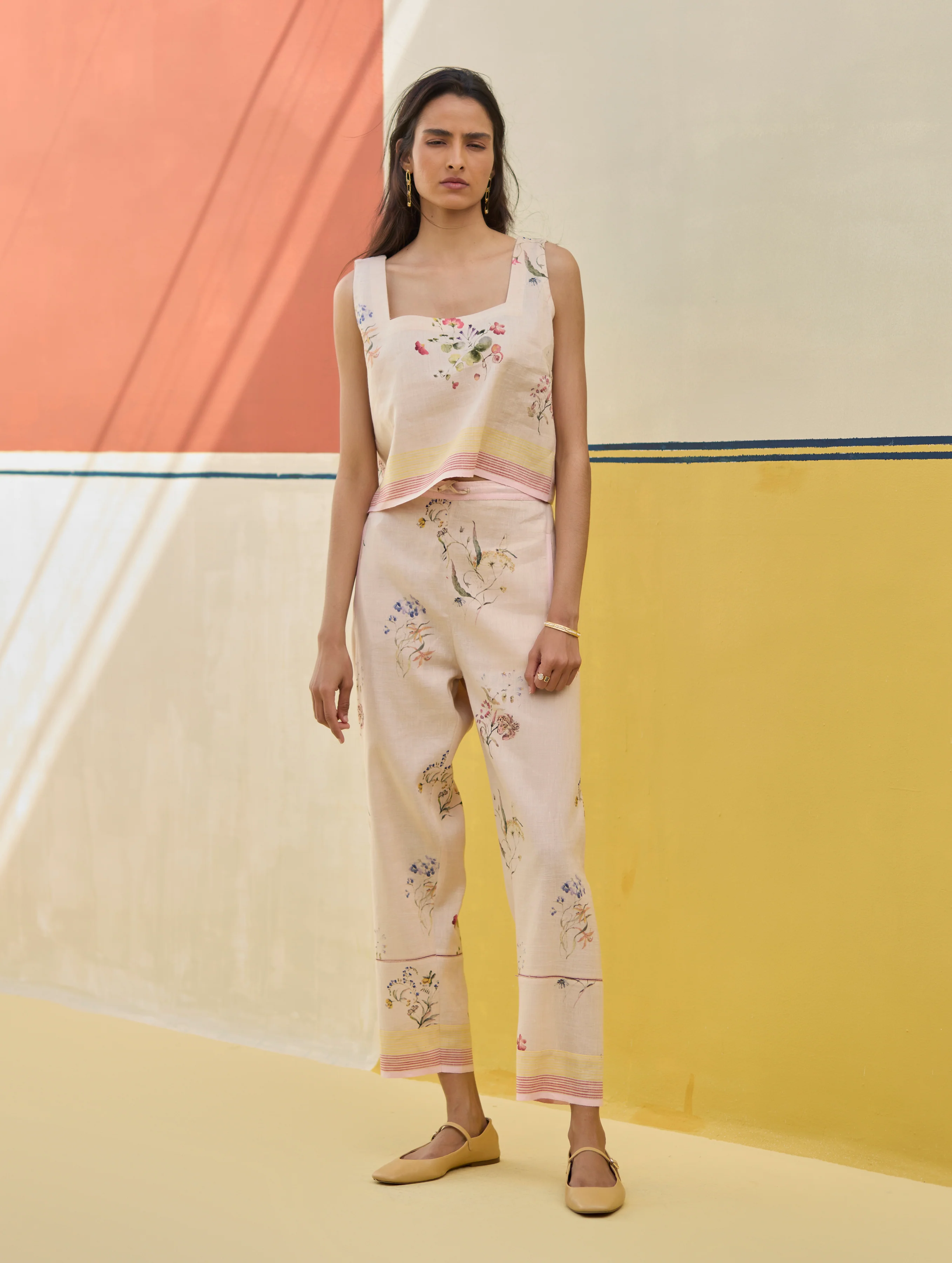Talia Check Linen Co-ord Set - Sand - Image 6