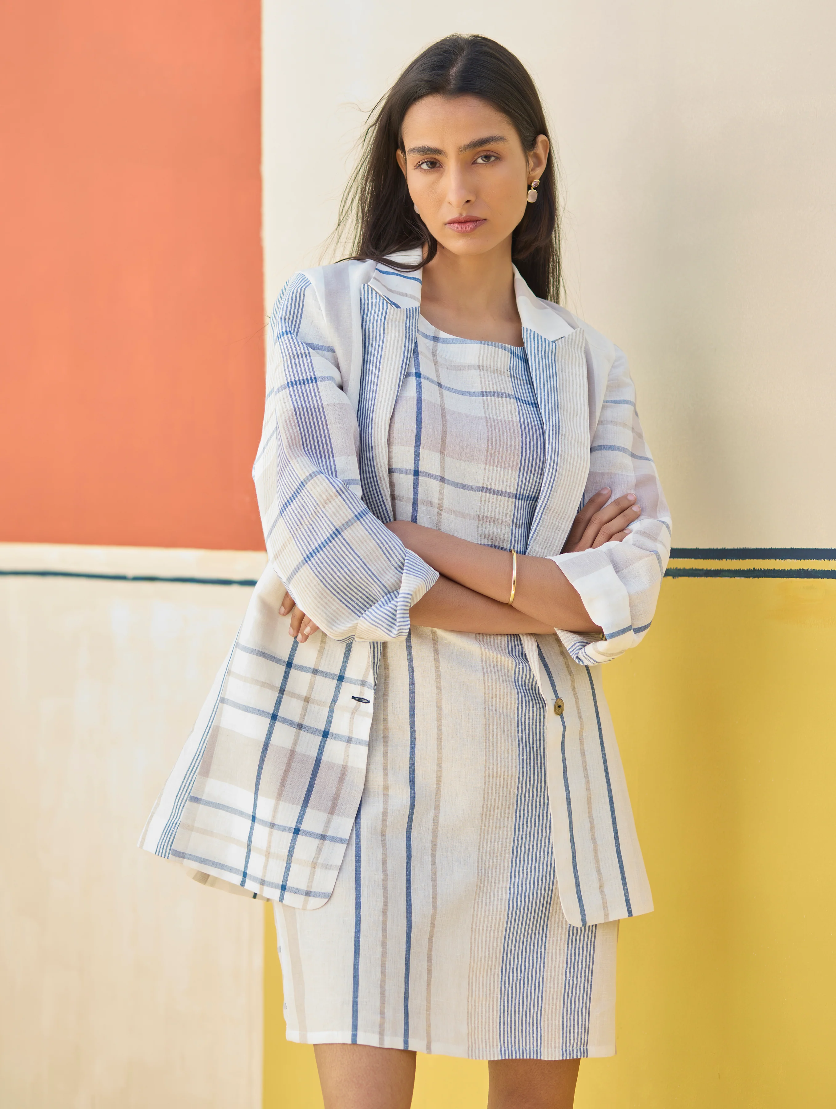 Talia Check Linen Summer Blazer
- Ivory - Image 5