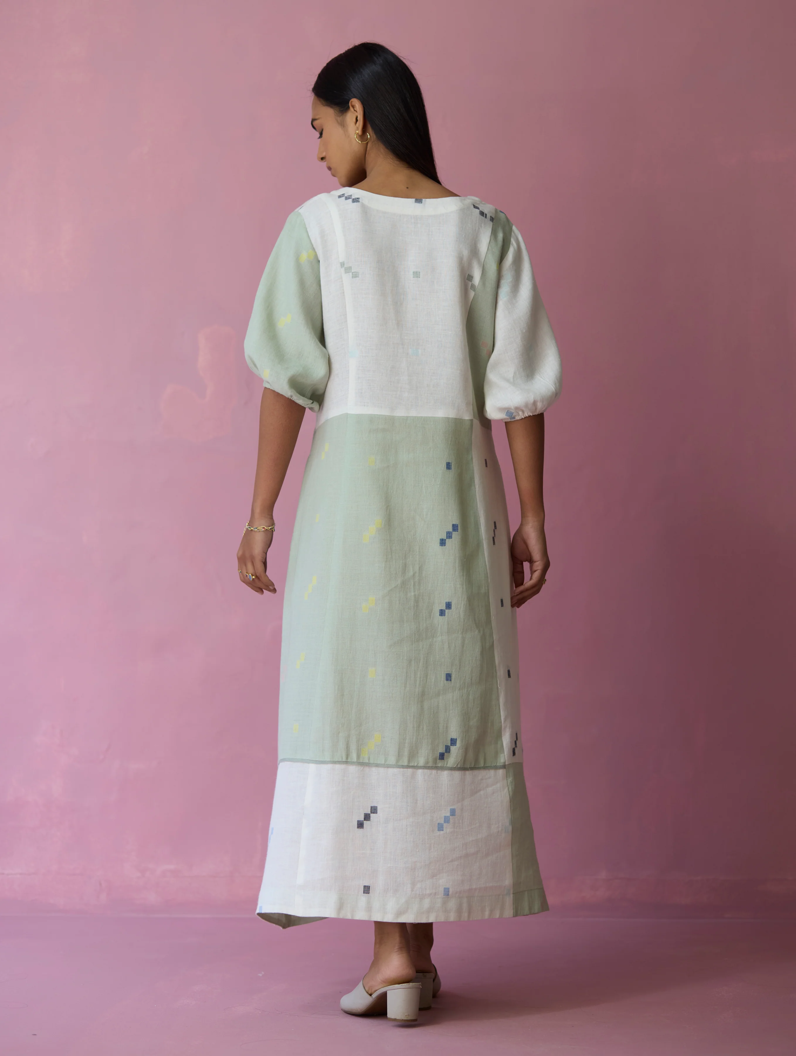 Vani Patchwork Jamdani Linen Dress - Image 5