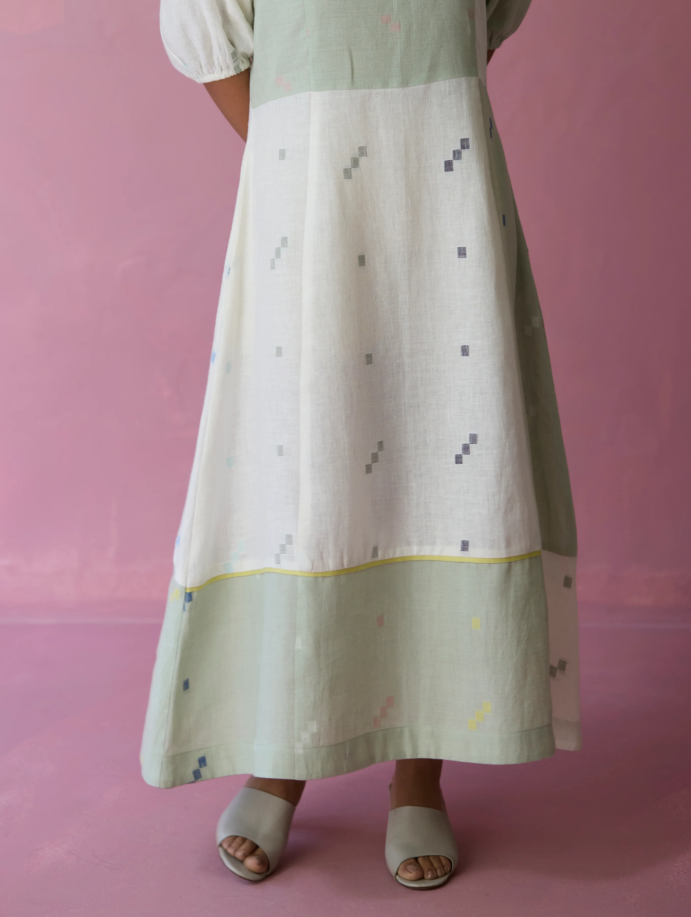 Vani Patchwork Jamdani Linen Dress - Image 6