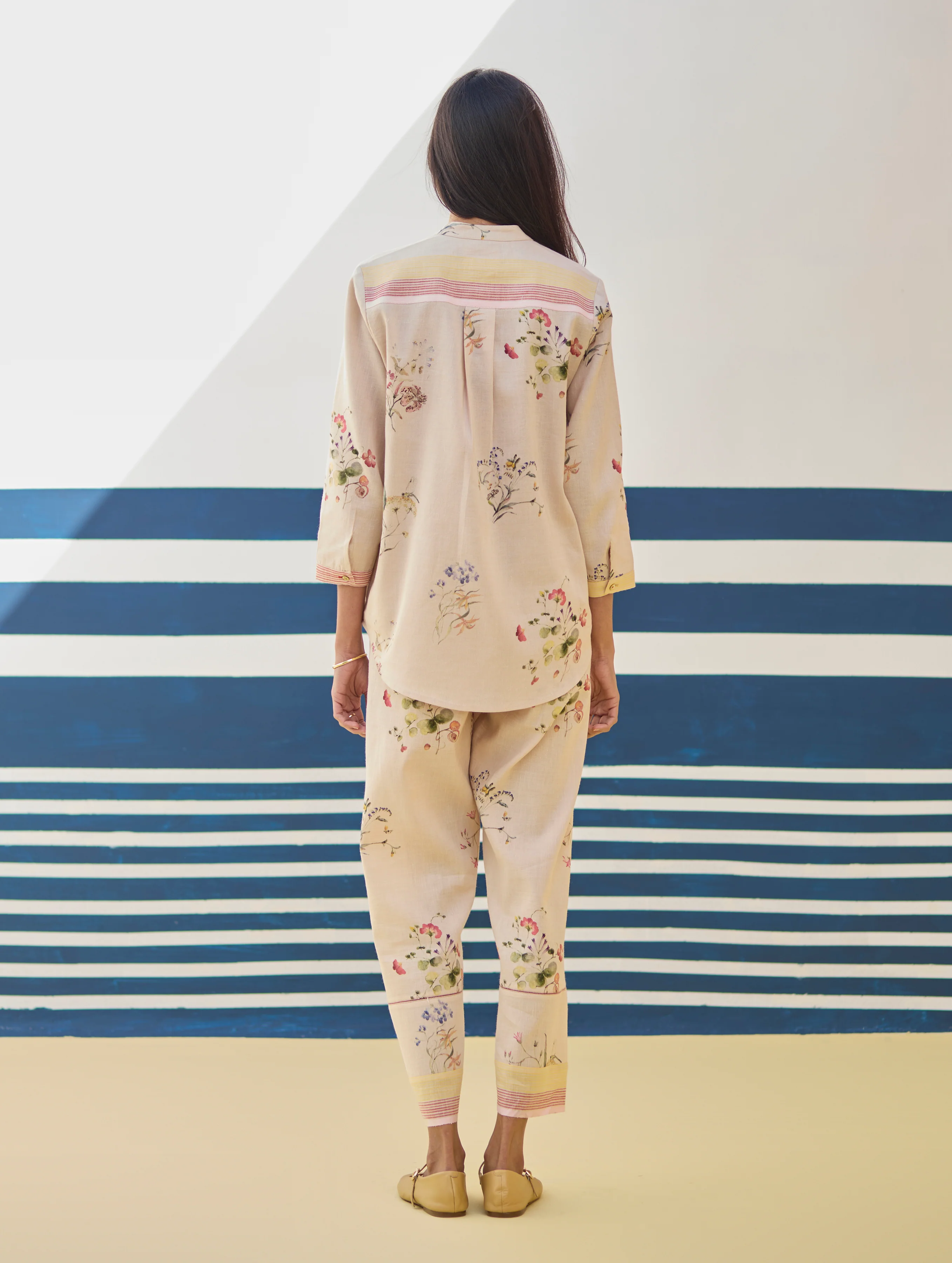 Vani Watercolour Floral Co-ord Set - Sand - Image 3
