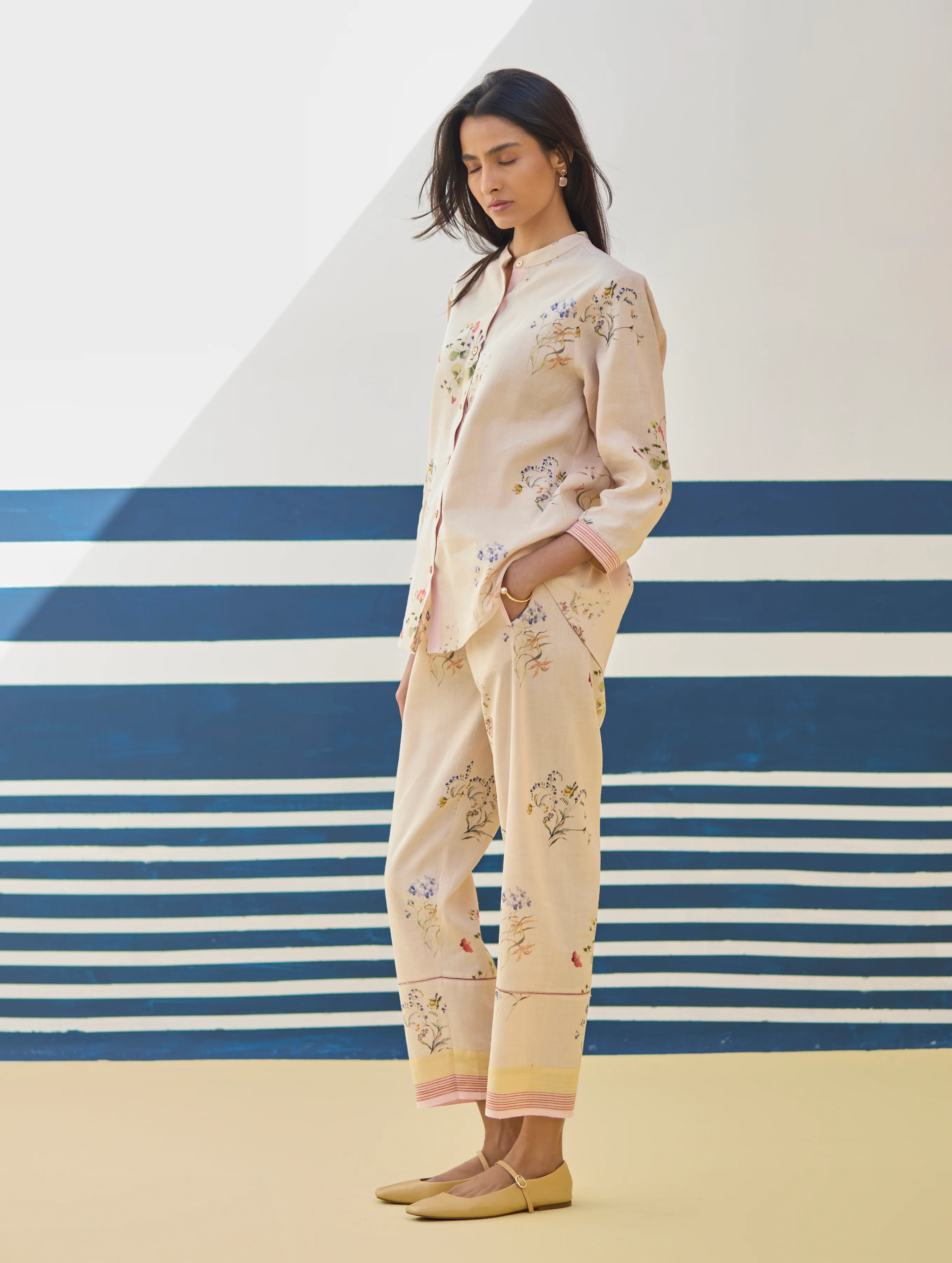 Vani Watercolour Floral Co-ord Set - Sand - Image 4