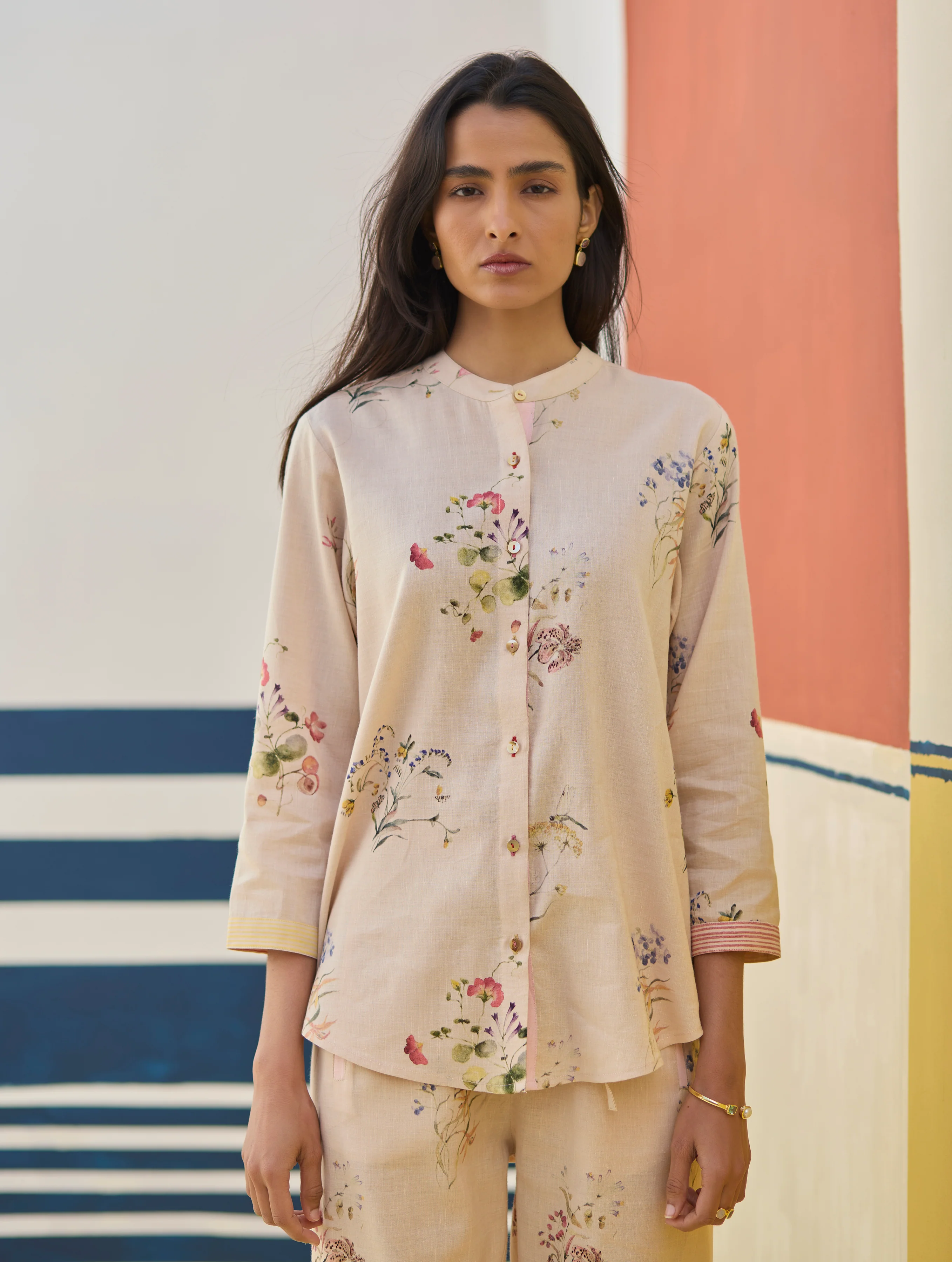 Vani Watercolour Floral Co-ord Set - Sand - Image 5