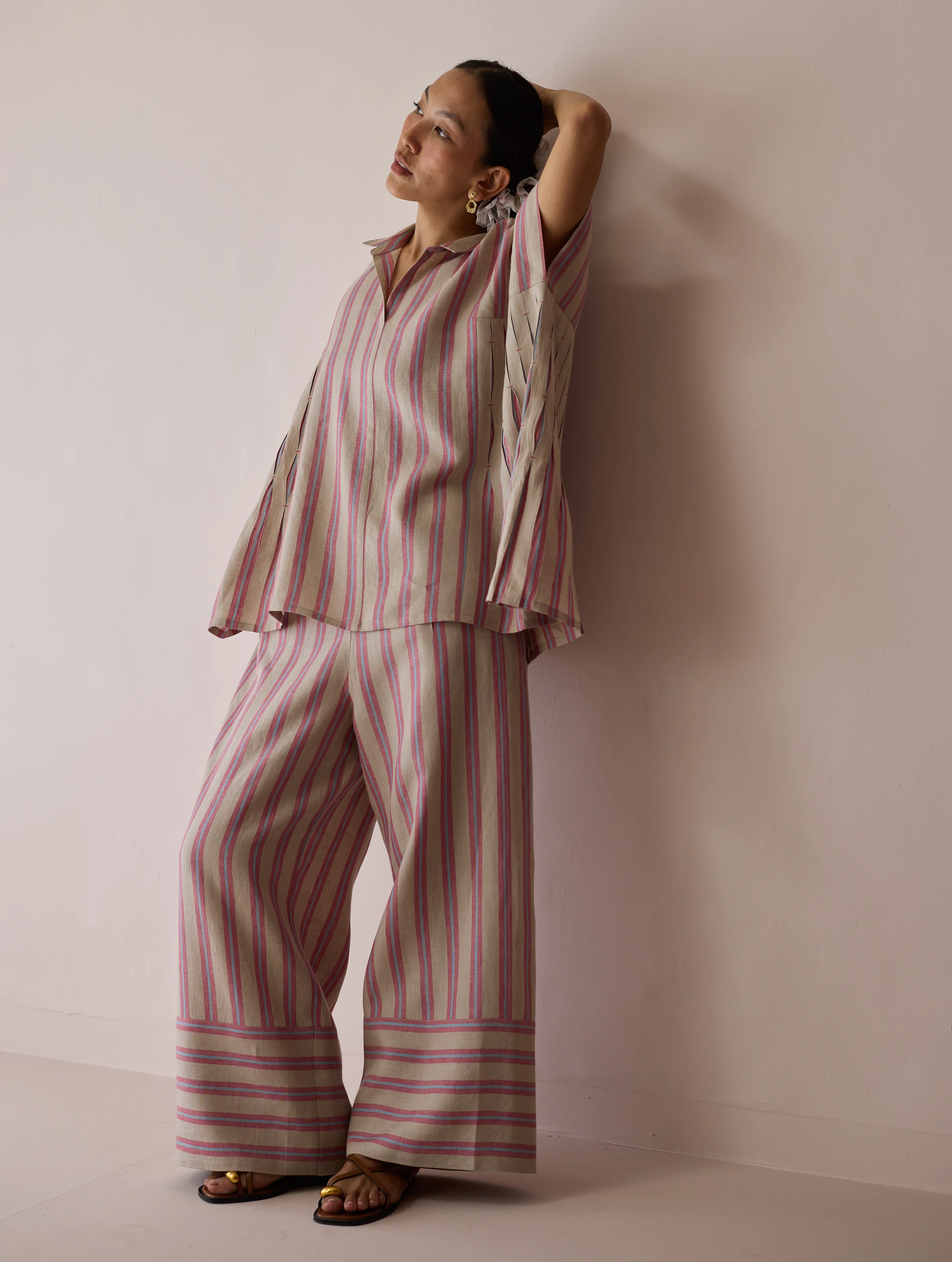 Venn Pleated Linen Co-ord Set - Natural - Image 12