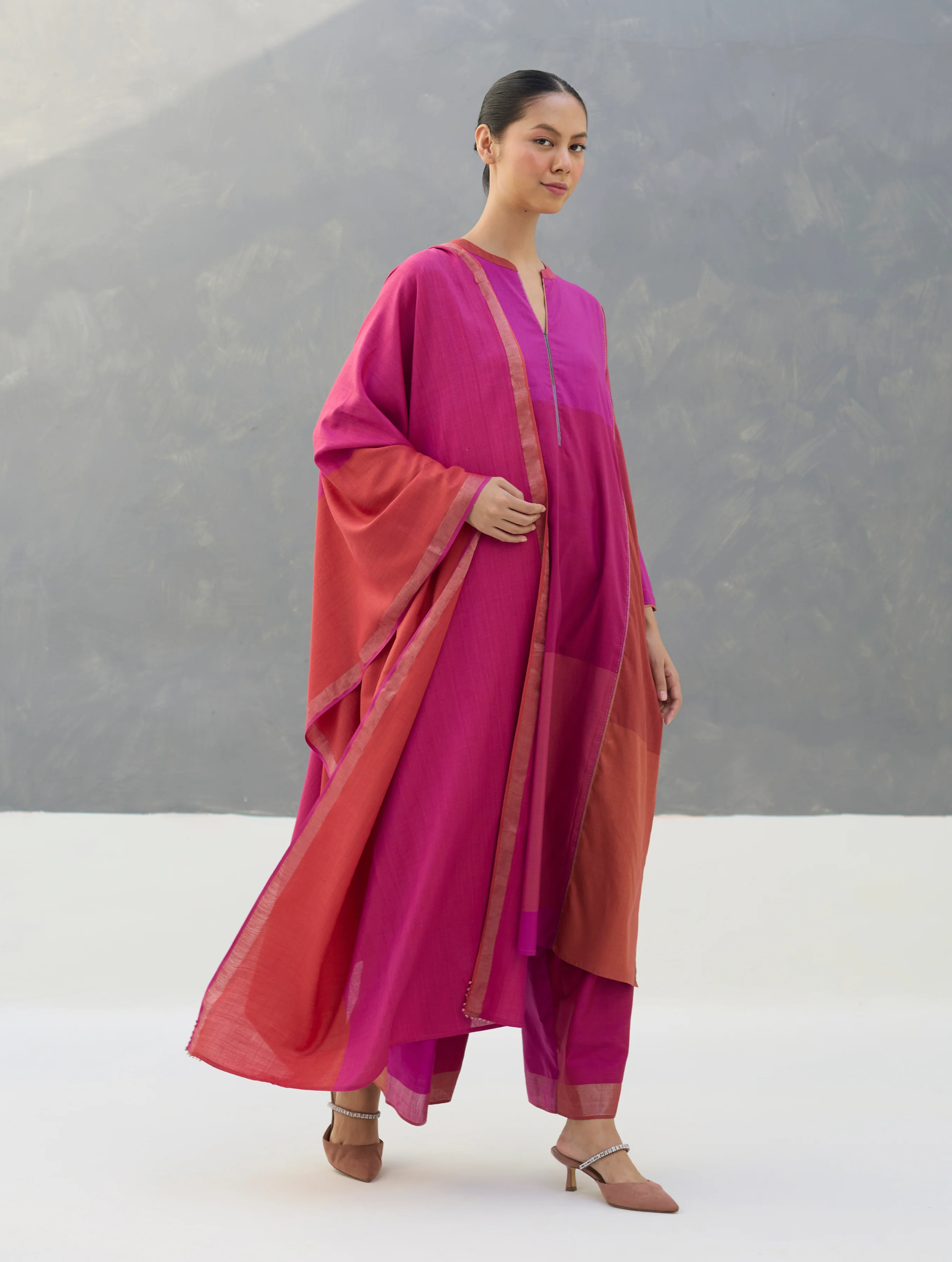 Warda Angrakha Eri Silk Kurta Set  - Rose - Image 10