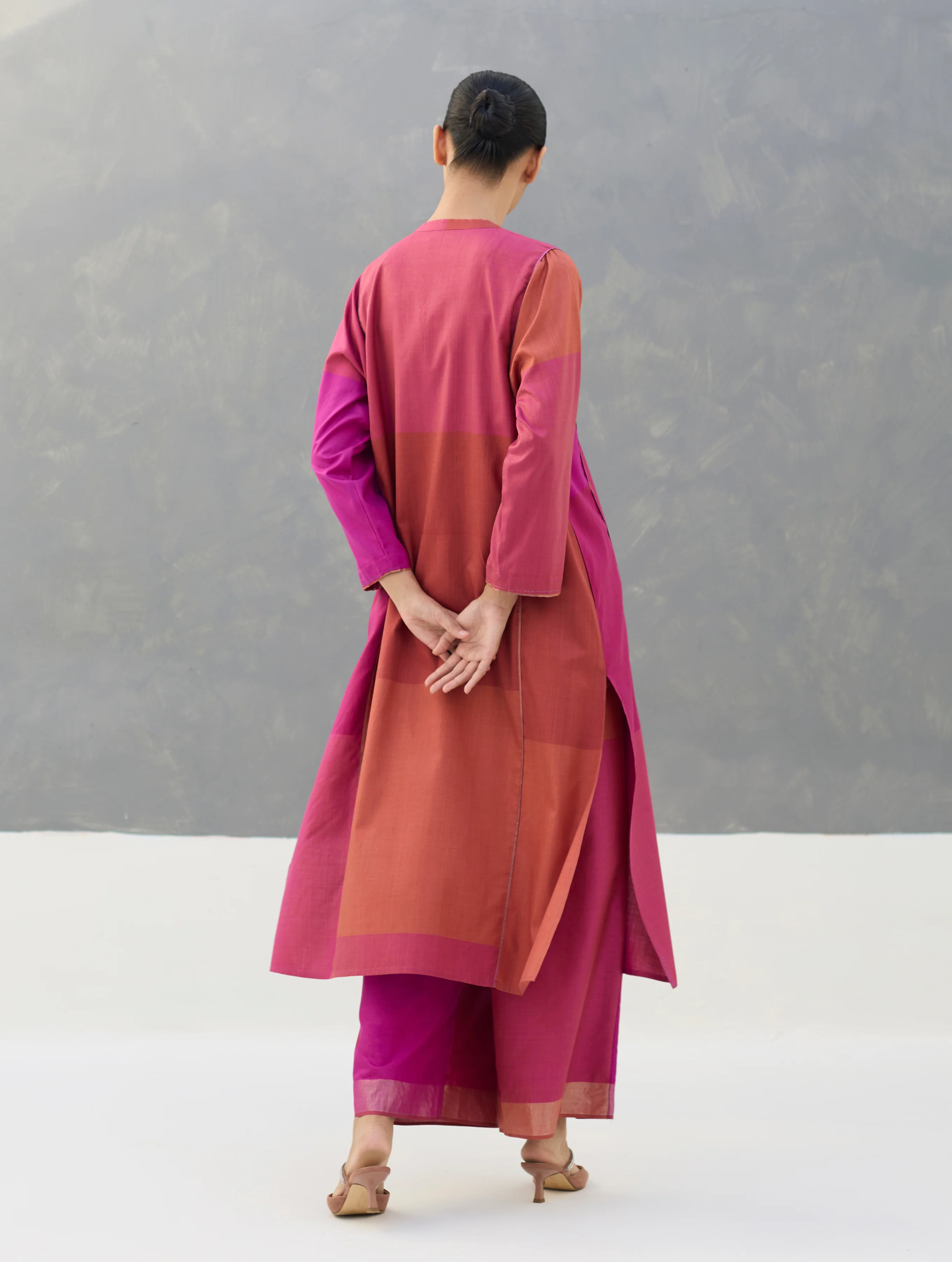 Warda Angrakha Eri Silk Kurta Set  - Rose - Image 14